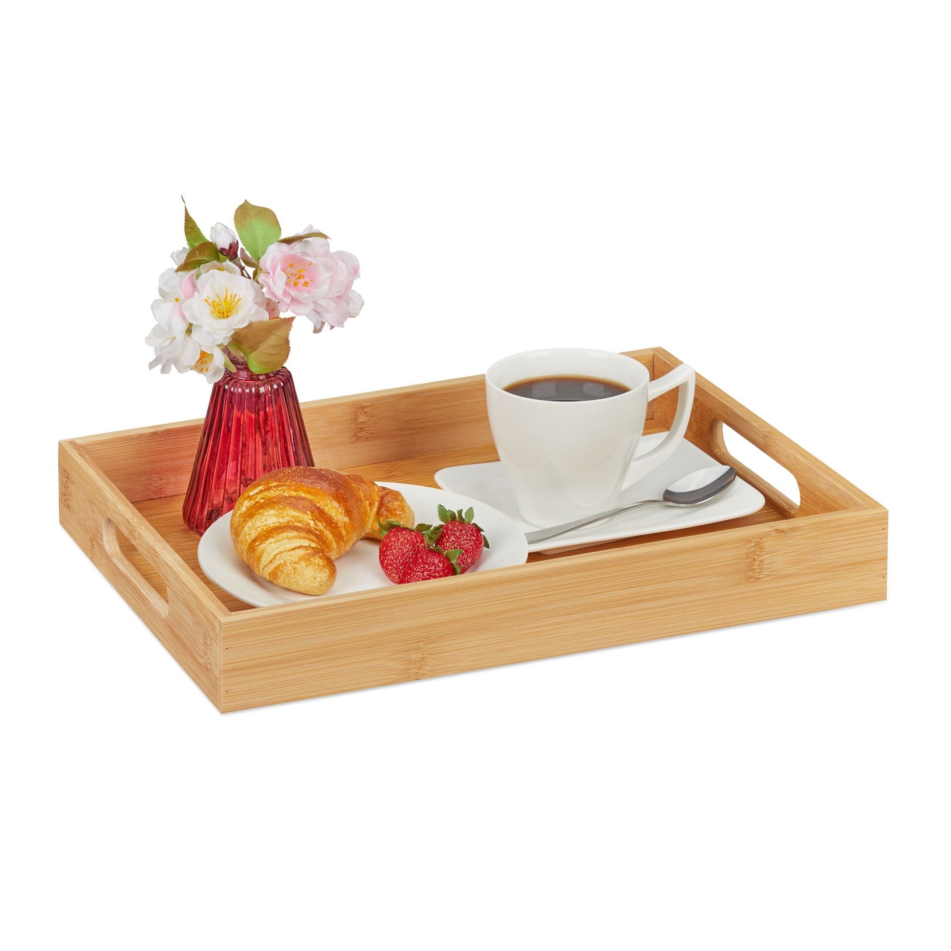 Tablett Bambus Hellbraun von Relaxdays