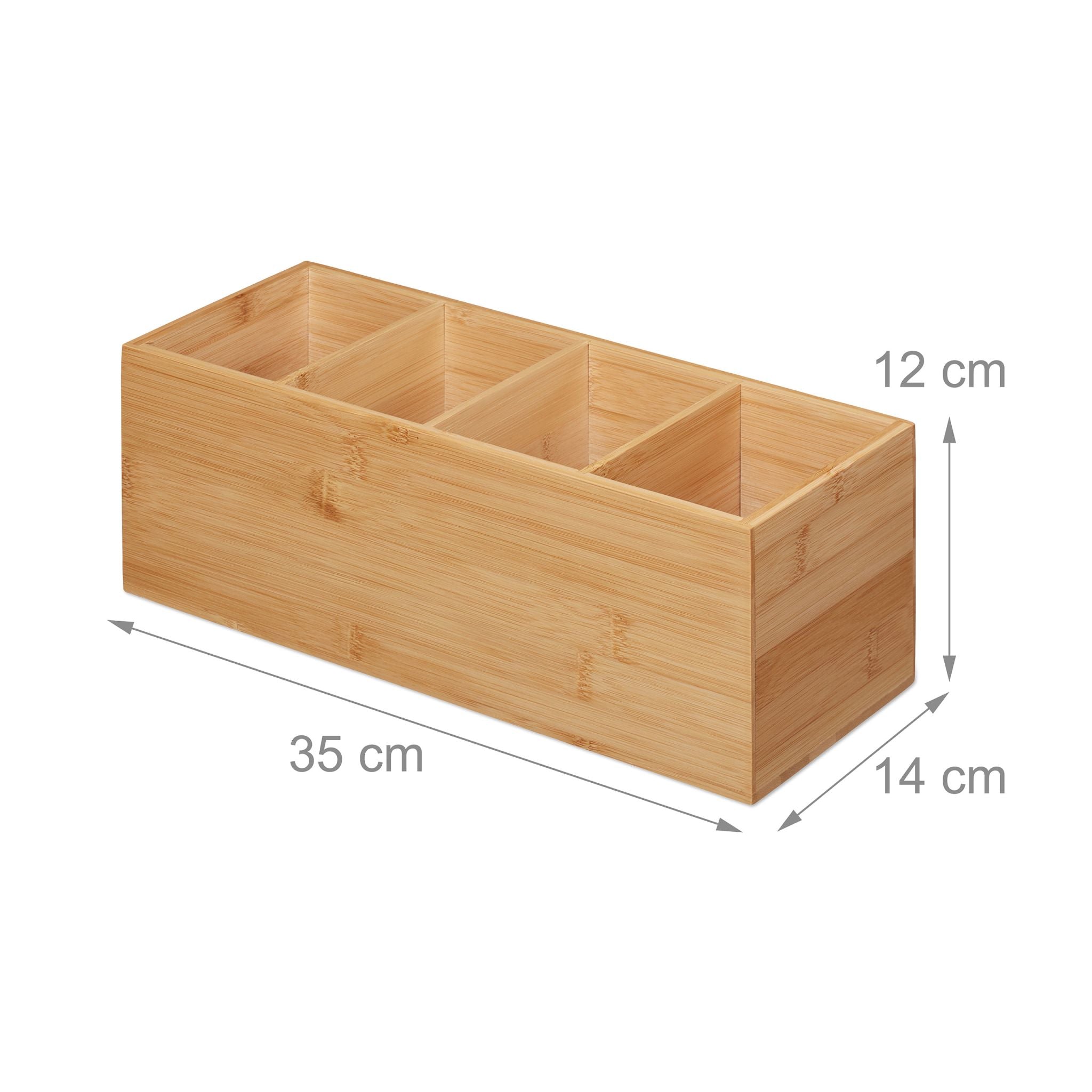 Ordnungsbox Bambus 4 Fächer Hellbraun von Relaxdays