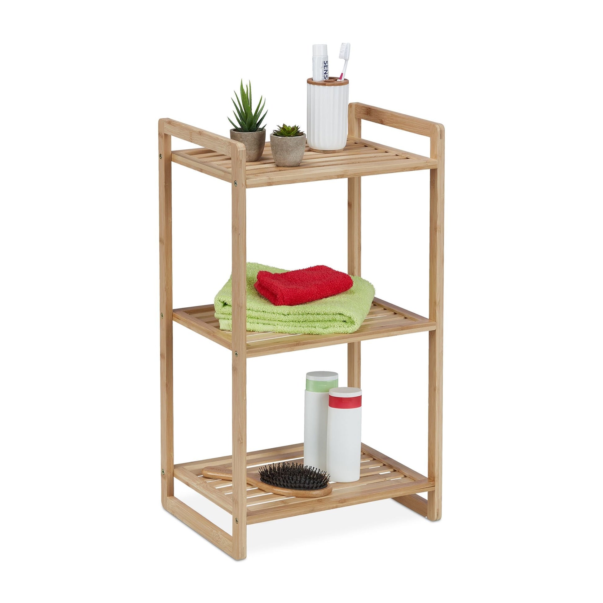 Bambusregal mit 3 Ablagen Hellbraun von Relaxdays