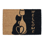 Fussmatte Kokos mit Katzen Hellbraun-Schwarz von Relaxdays