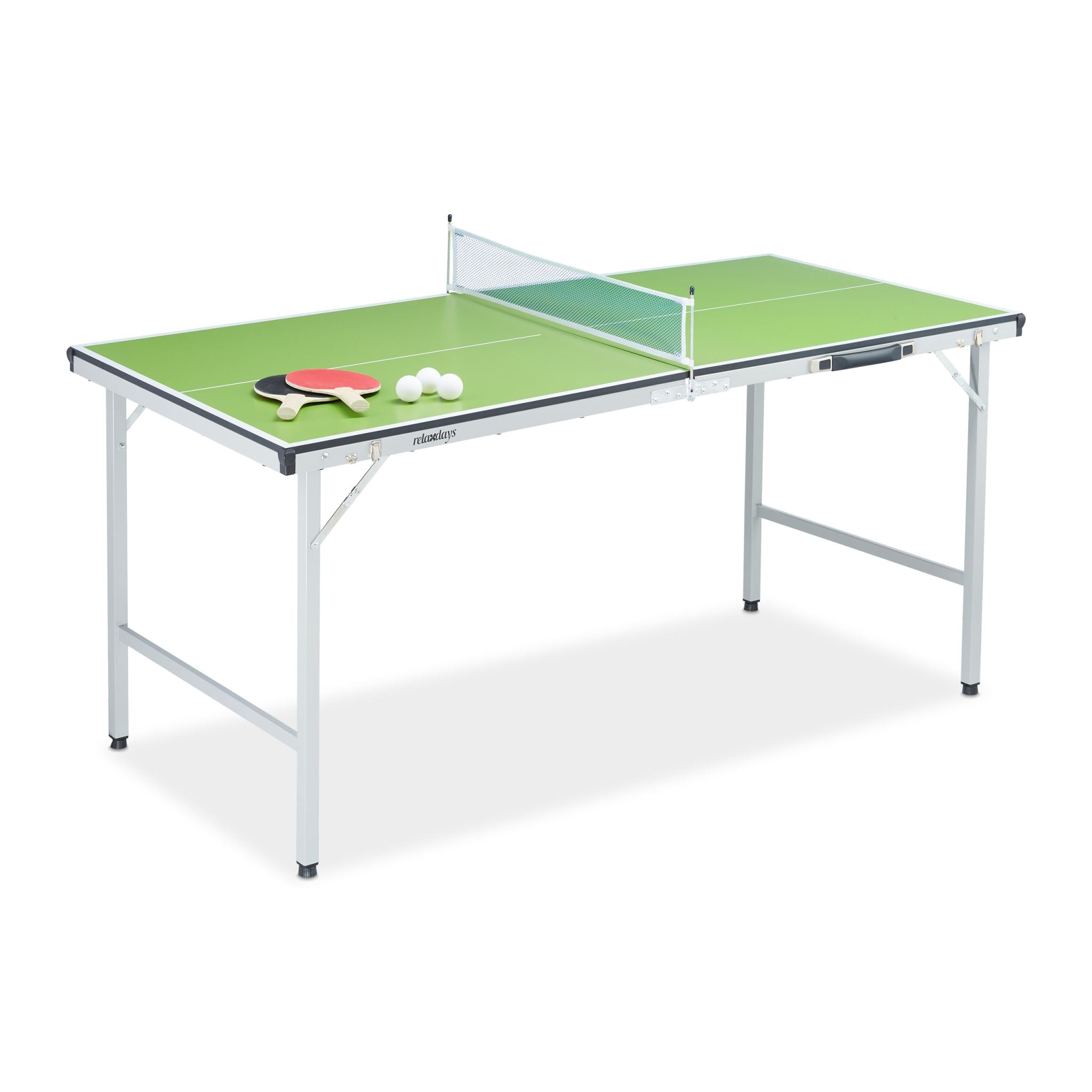 Tischtennisplatte mit Zubehör Weiss-Grün-Silber von Relaxdays