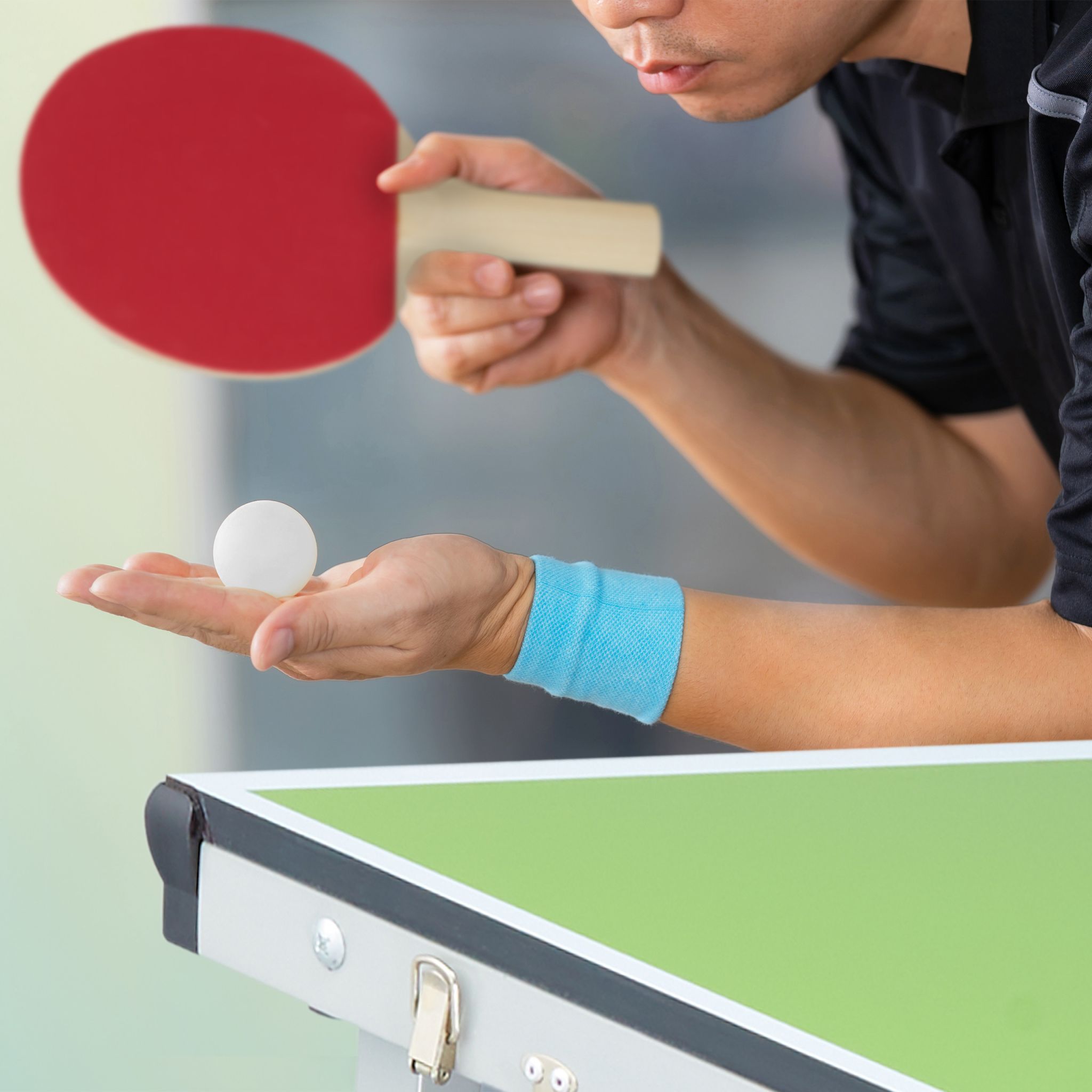 Tischtennisplatte mit Zubehör Weiss-Grün-Silber von Relaxdays