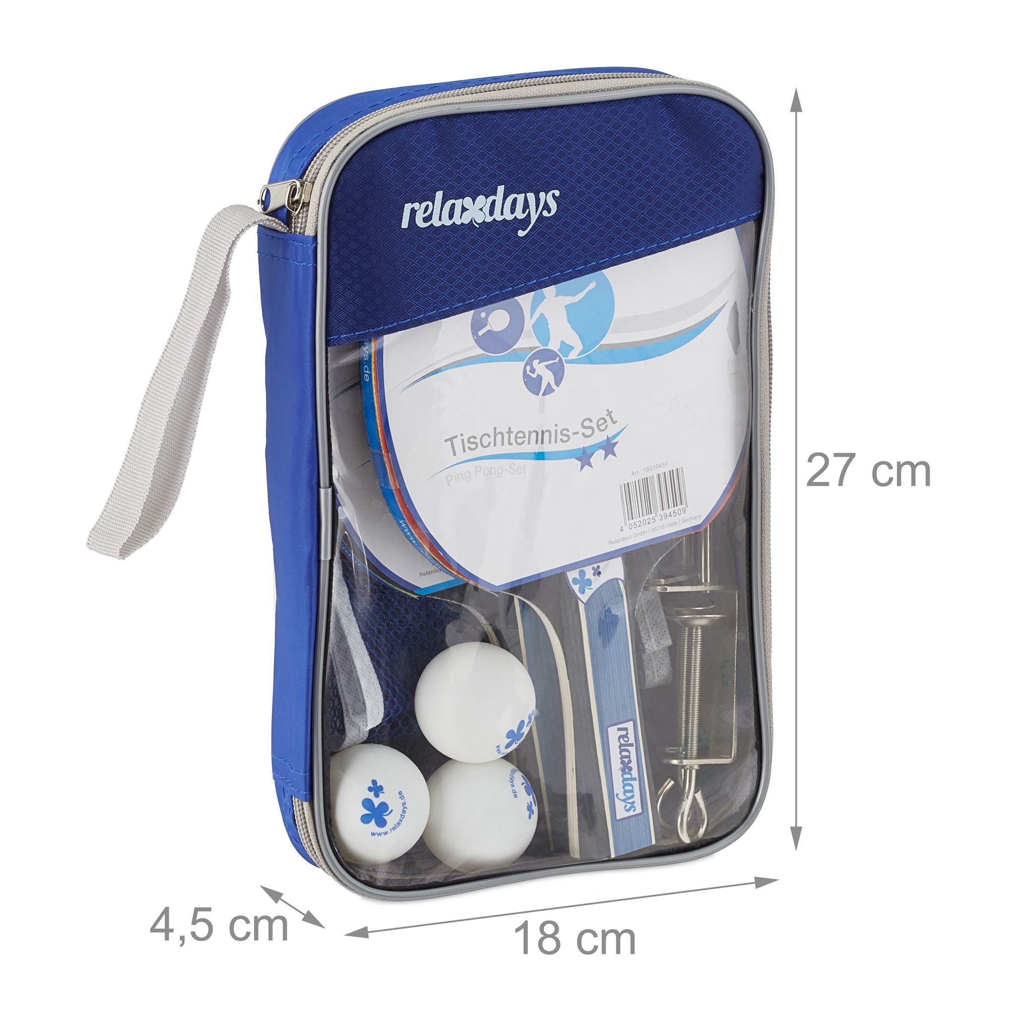 Tischtennis Set mit Netz Blau-Rot-Schwarz von Relaxdays