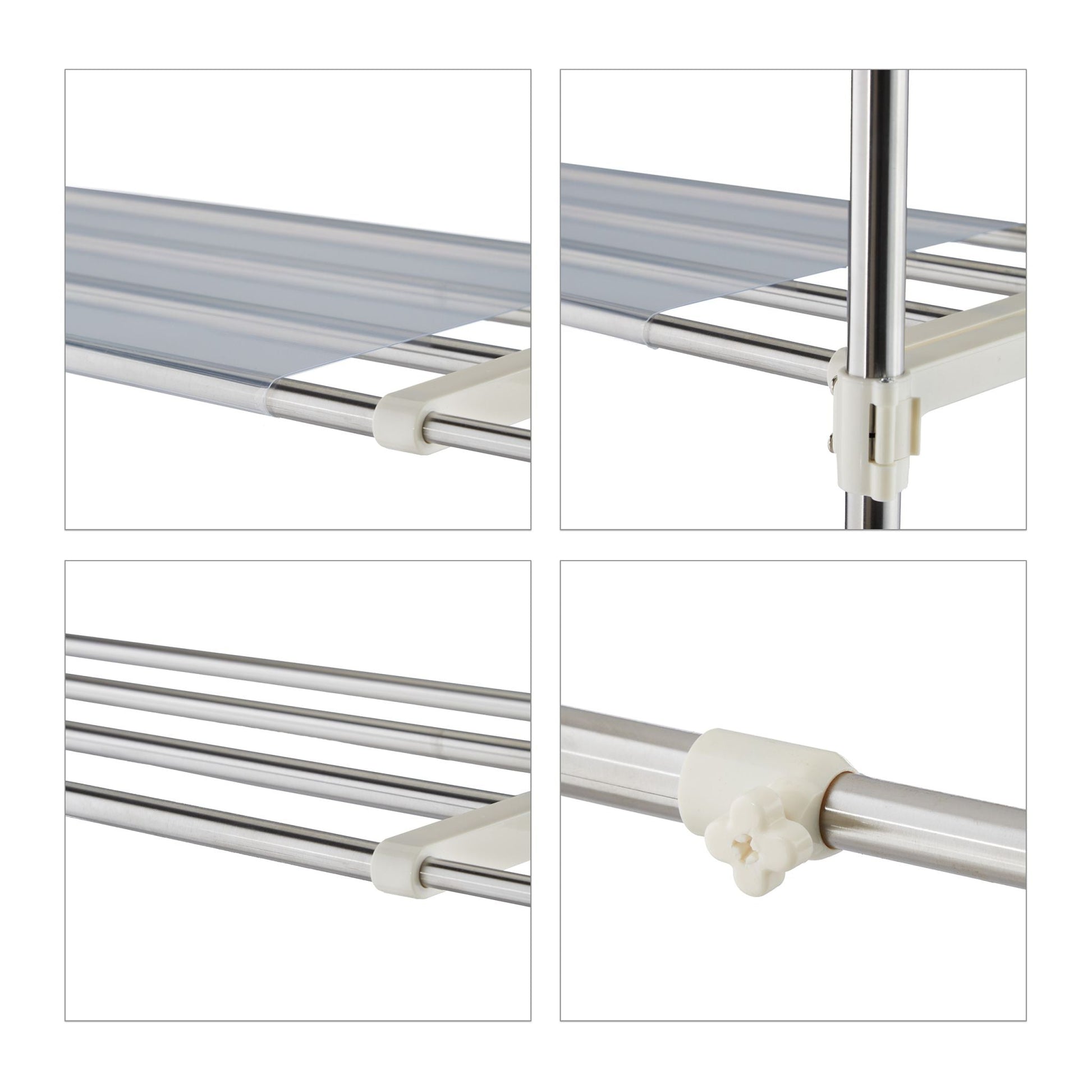 Ausziehbares Waschmaschinenregal Metall Weiss-Silber von Relaxdays