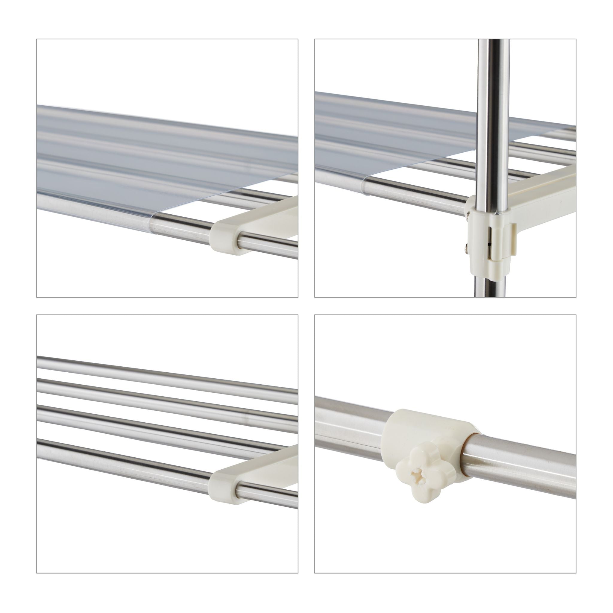 Ausziehbares Waschmaschinenregal Metall Weiss-Silber von Relaxdays