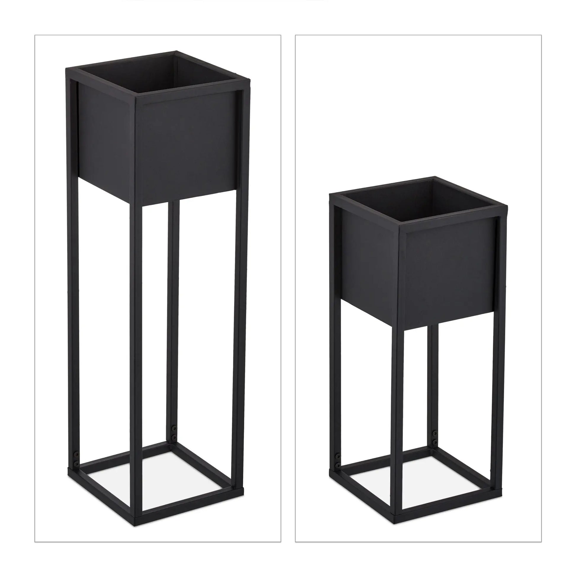 Blumenständer Metall 2er-Set Schwarz von Relaxdays