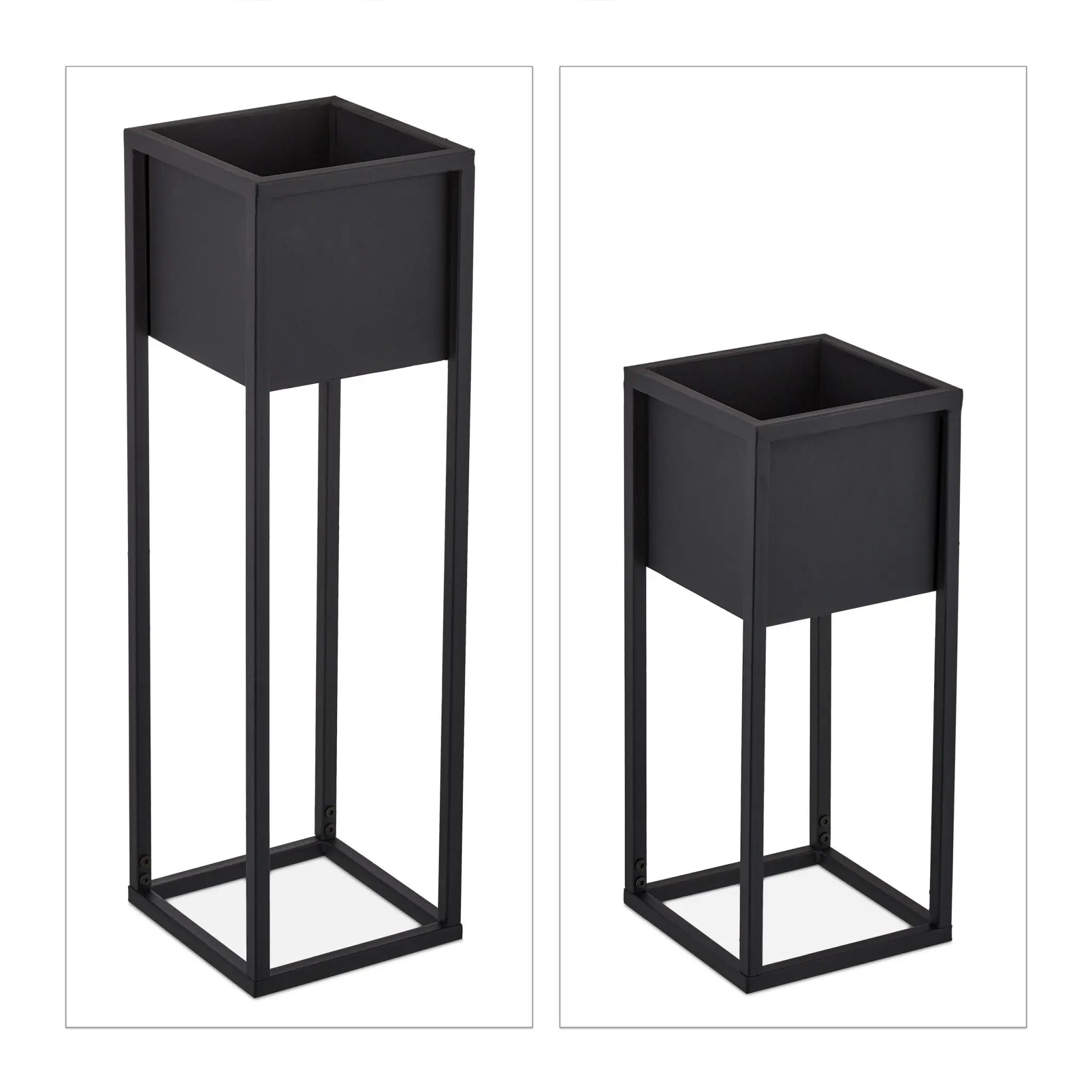 Blumenständer Metall 2er-Set Schwarz von Relaxdays