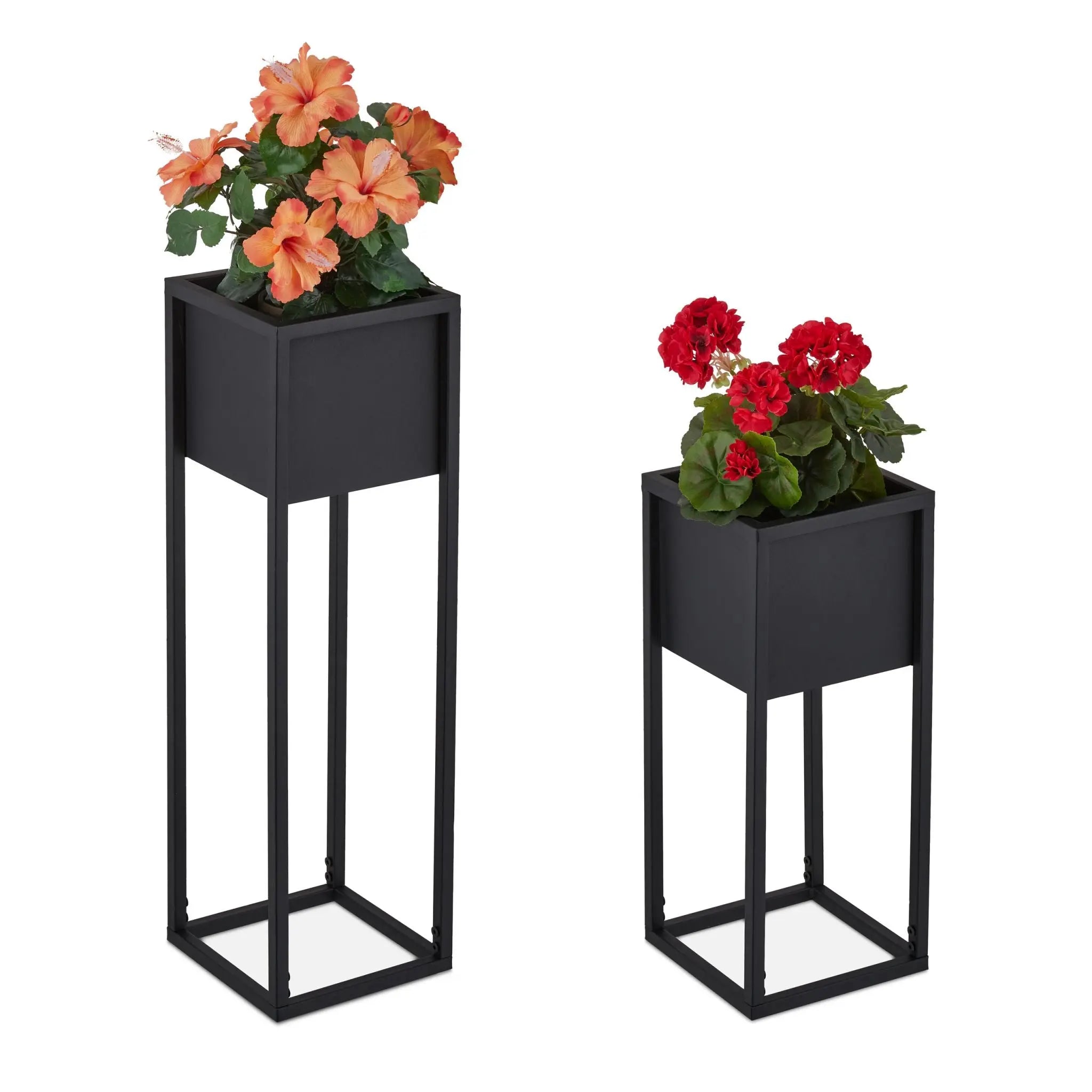Blumenständer Metall 2er-Set Schwarz von Relaxdays