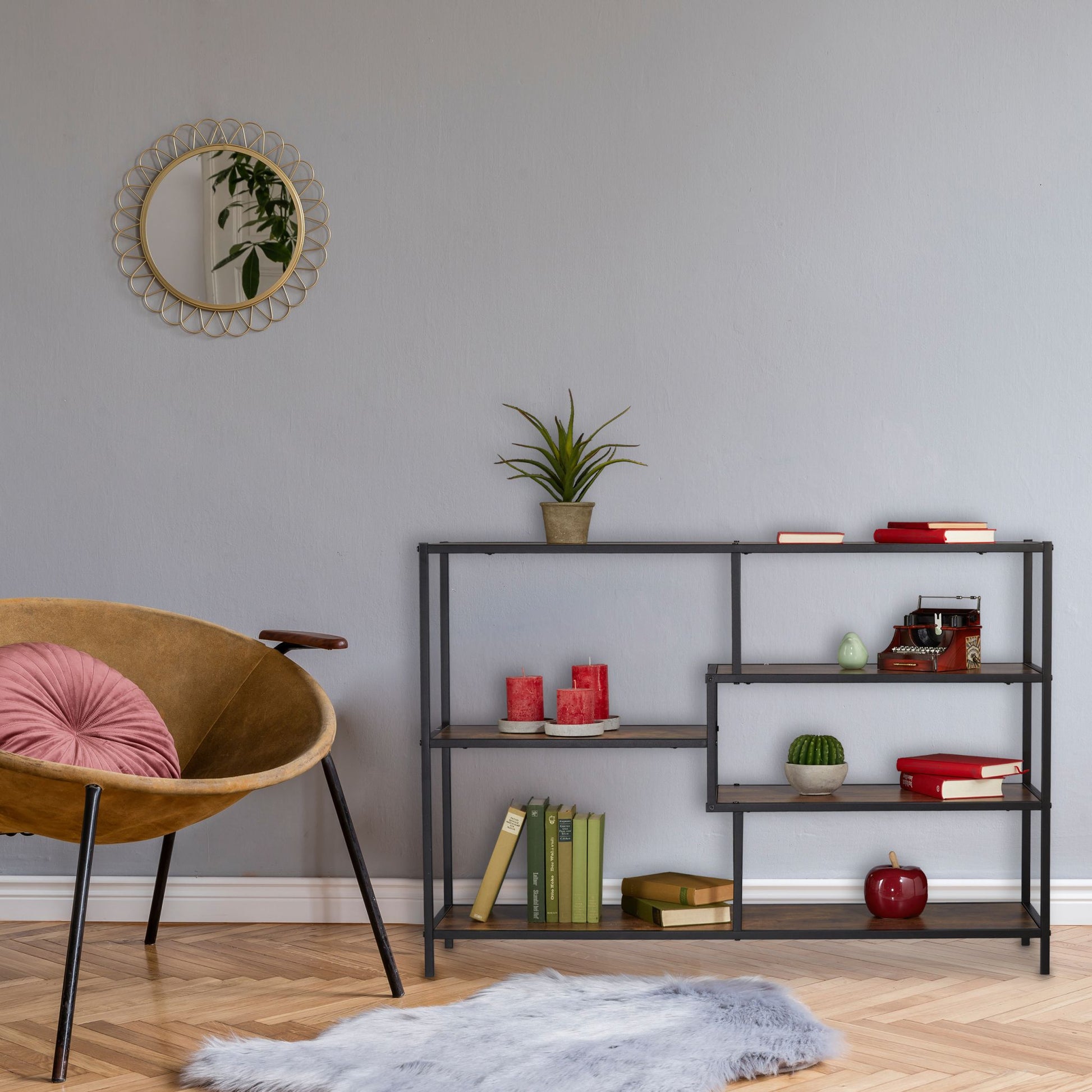 Regal Industrial Style Dunkelbraun-Schwarz von Relaxdays
