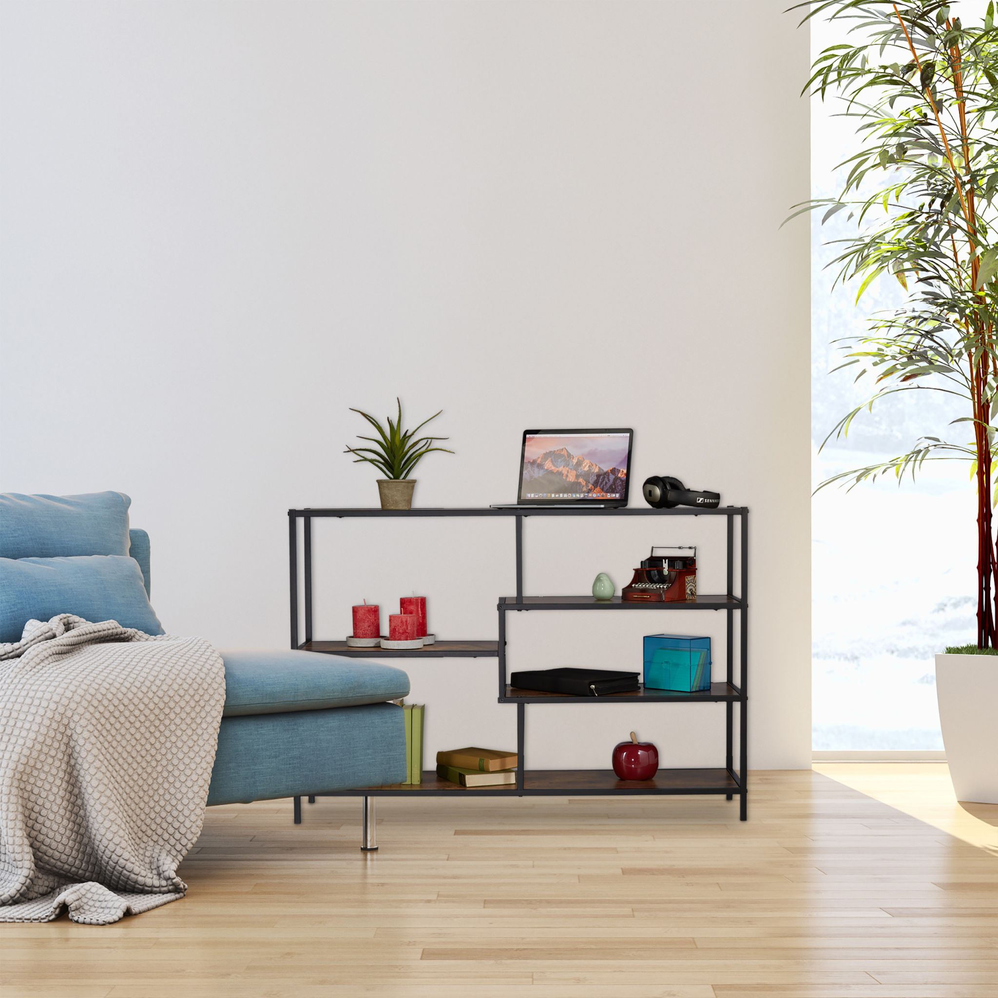 Regal Industrial Style Dunkelbraun-Schwarz von Relaxdays
