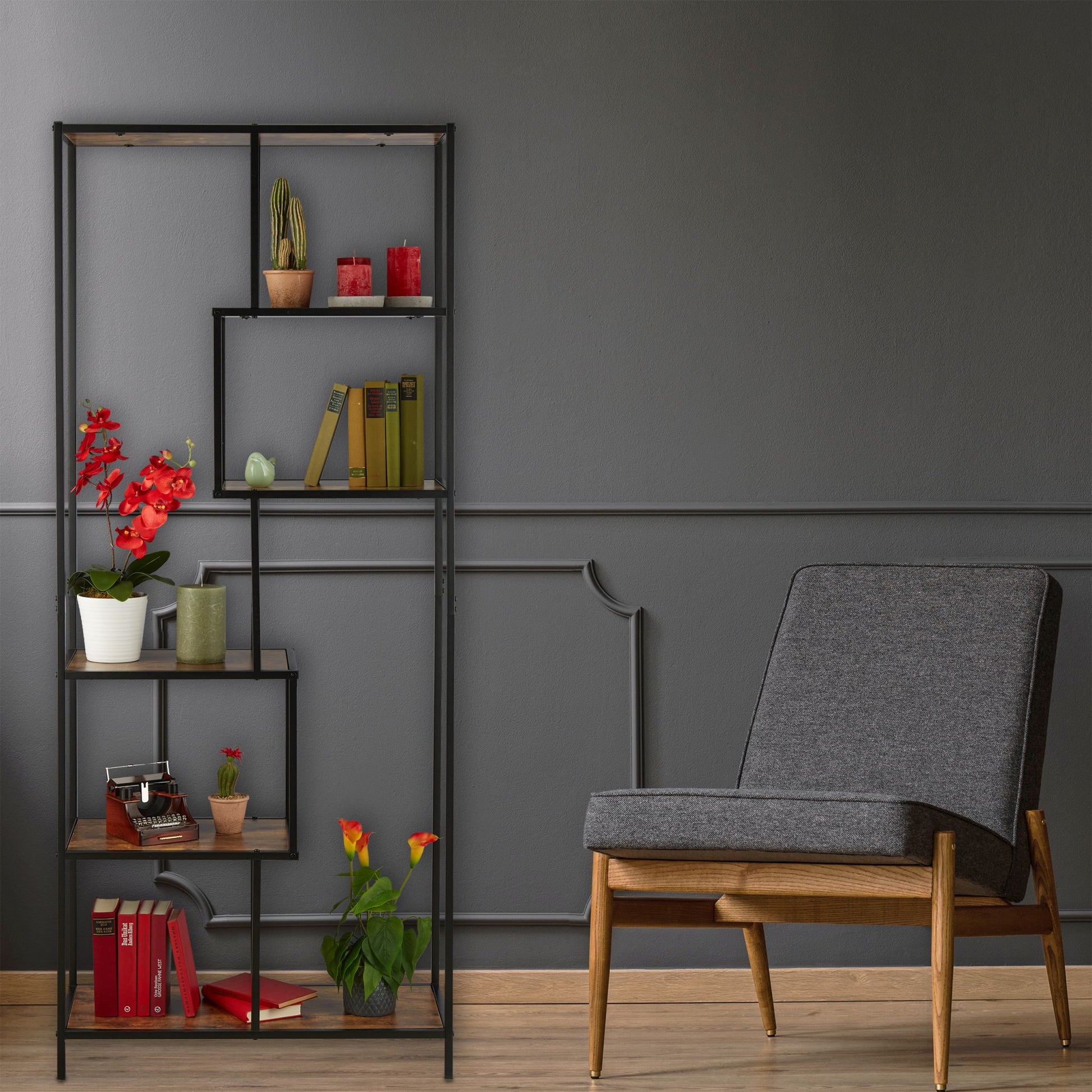 Regal Industrial Style Braun-Schwarz von Relaxdays
