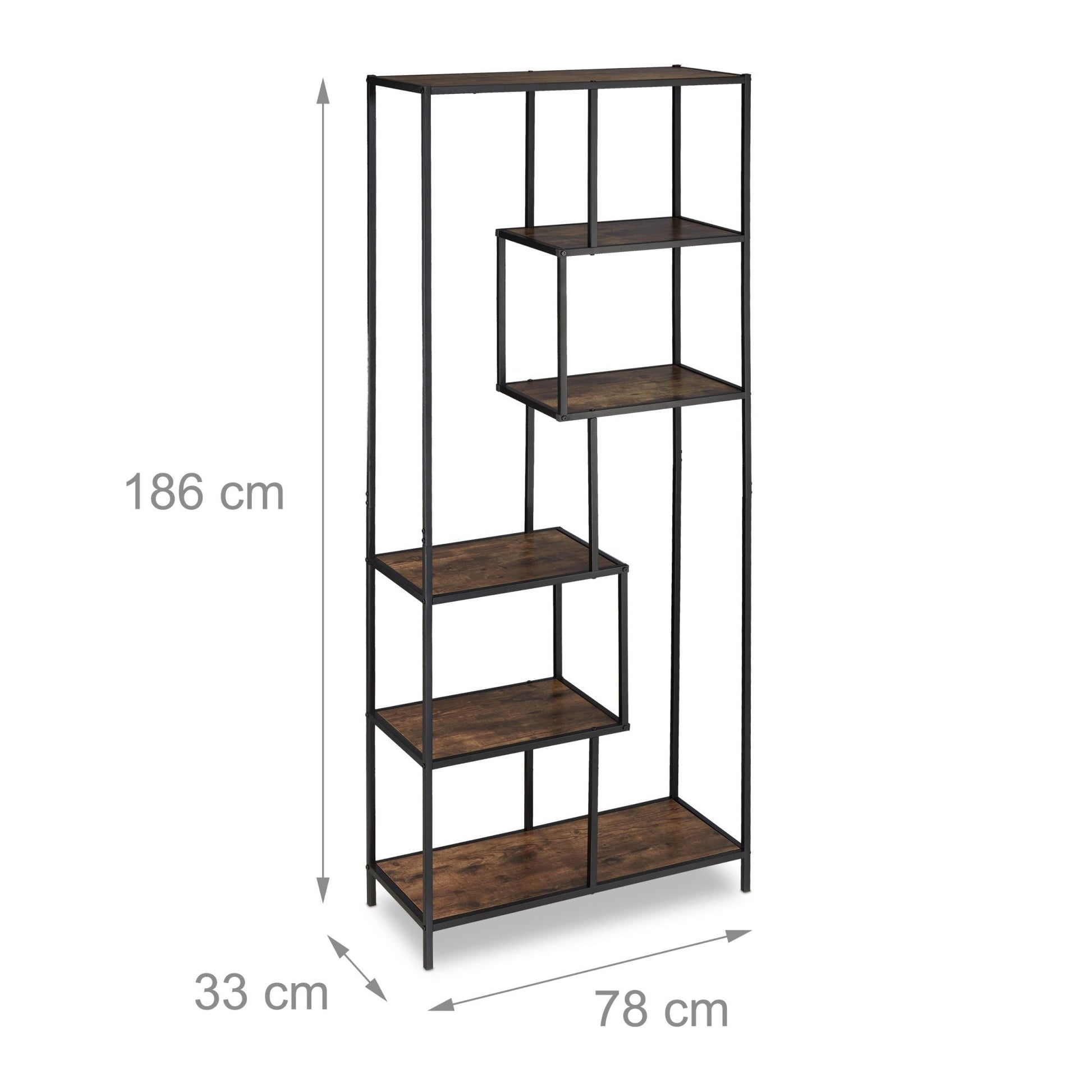 Regal Industrial Style Braun-Schwarz von Relaxdays