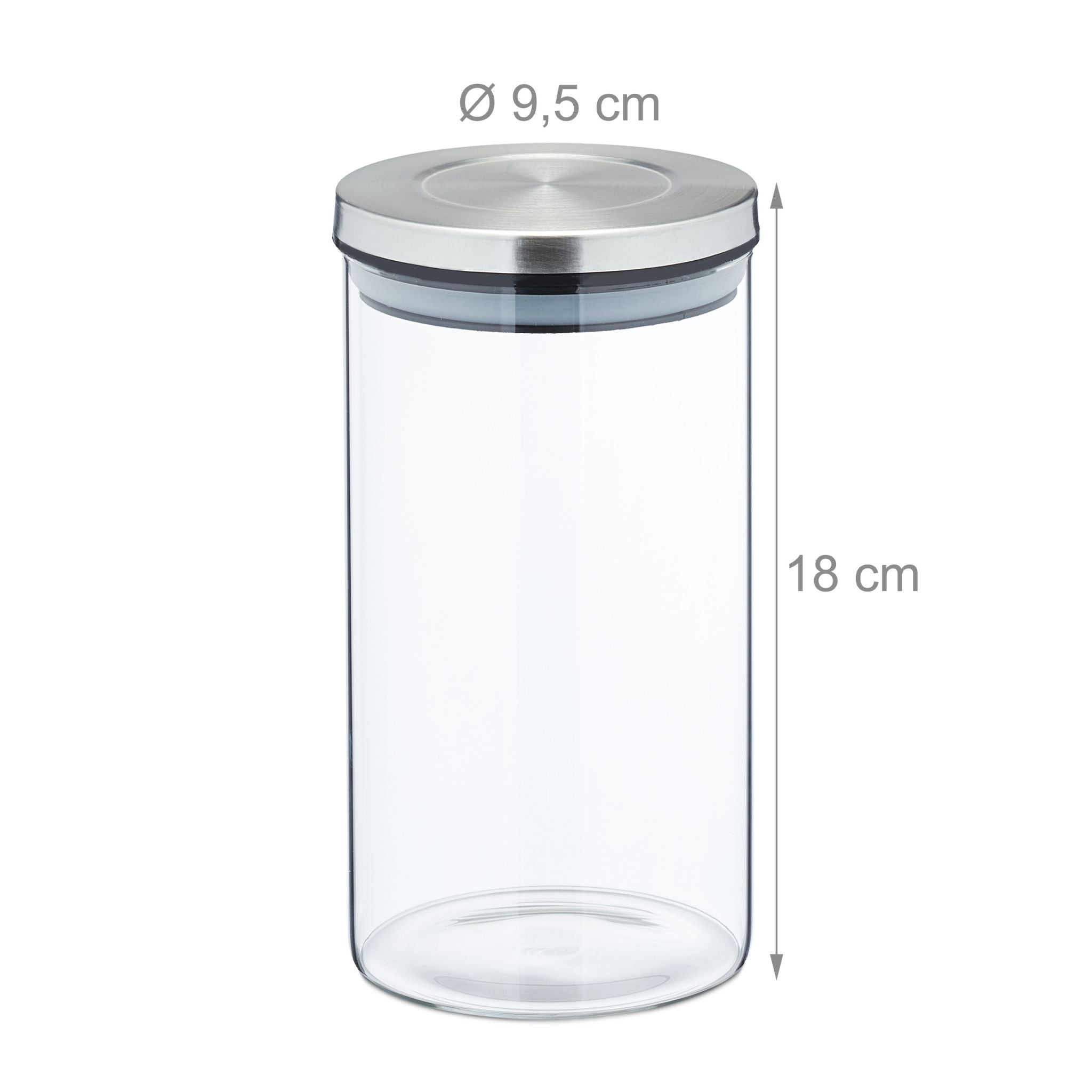 Vorratsgläser 4er-Set je 1000ml Silber-Transparent
