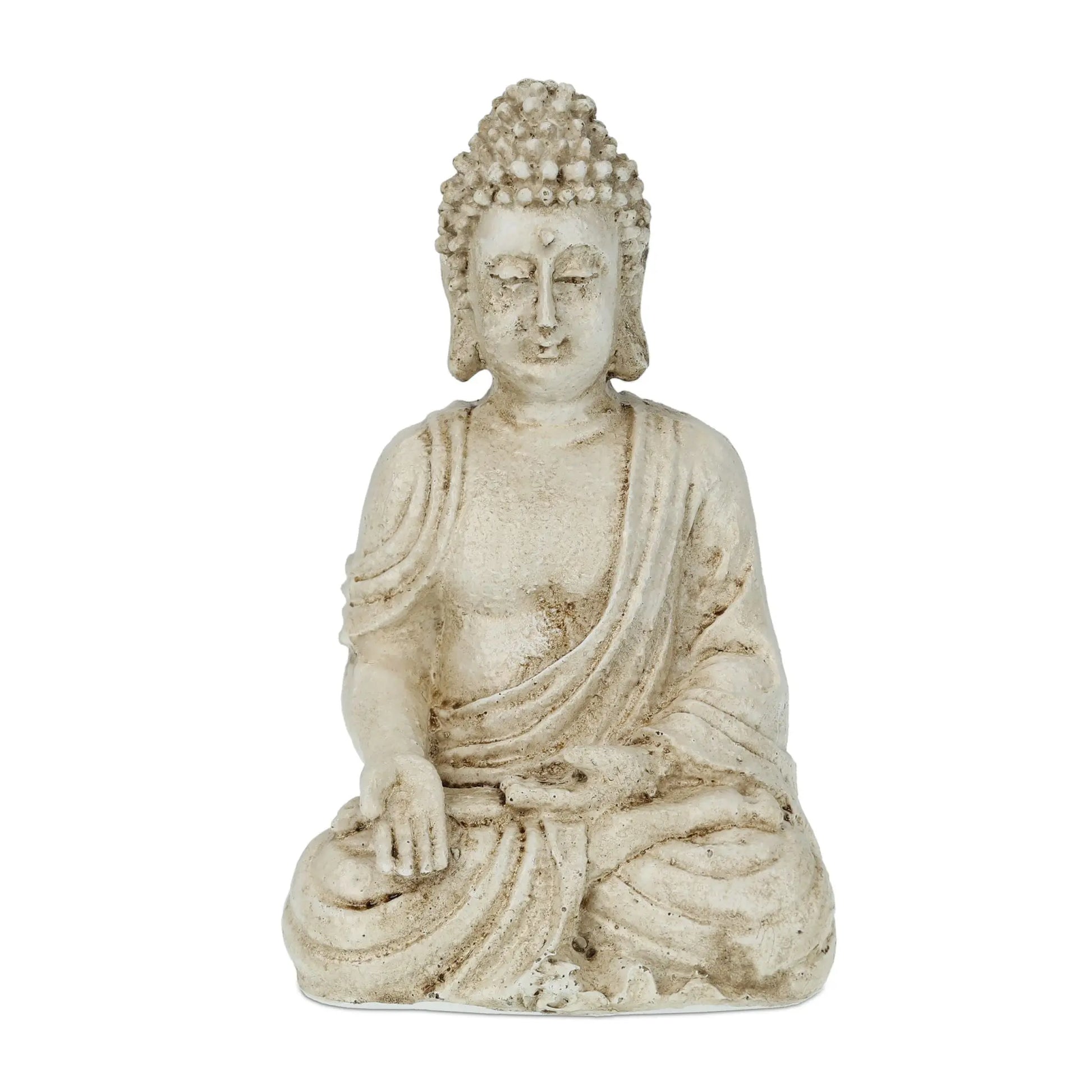 Buddha Figur sitzend 17,5cm Creme von Relaxdays