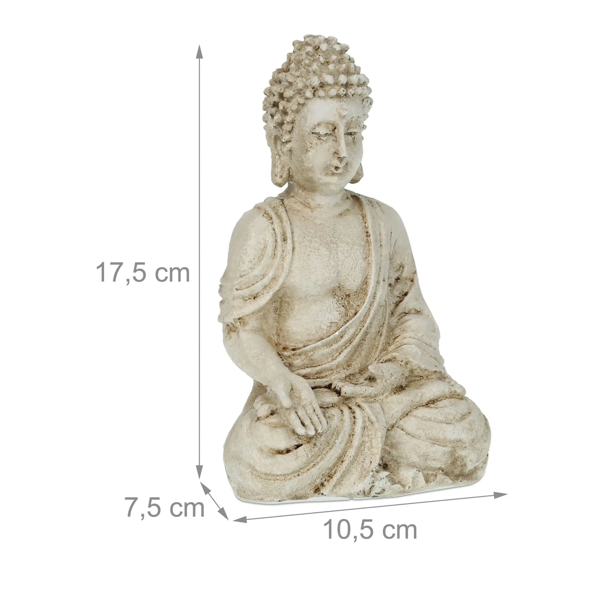 Buddha Figur sitzend 17,5cm Creme von Relaxdays