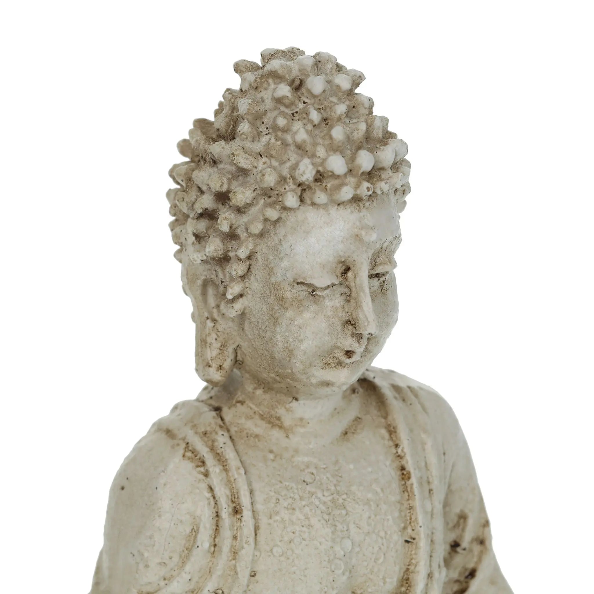 Buddha Figur sitzend 17,5cm Creme von Relaxdays