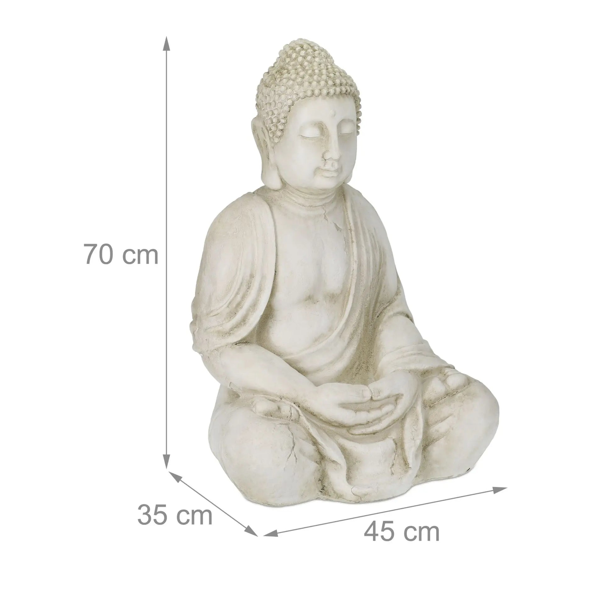 Buddha Figur 70cm Creme von Relaxdays