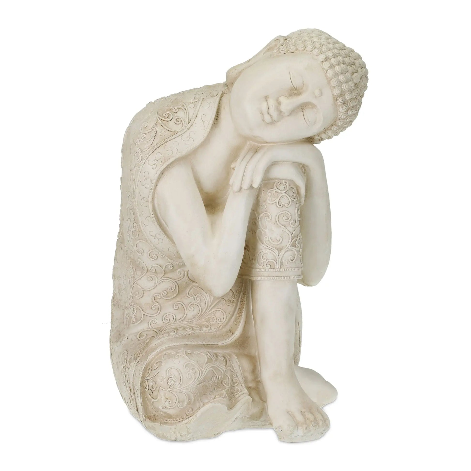 Buddha Figur 61cm Creme von Relaxdays