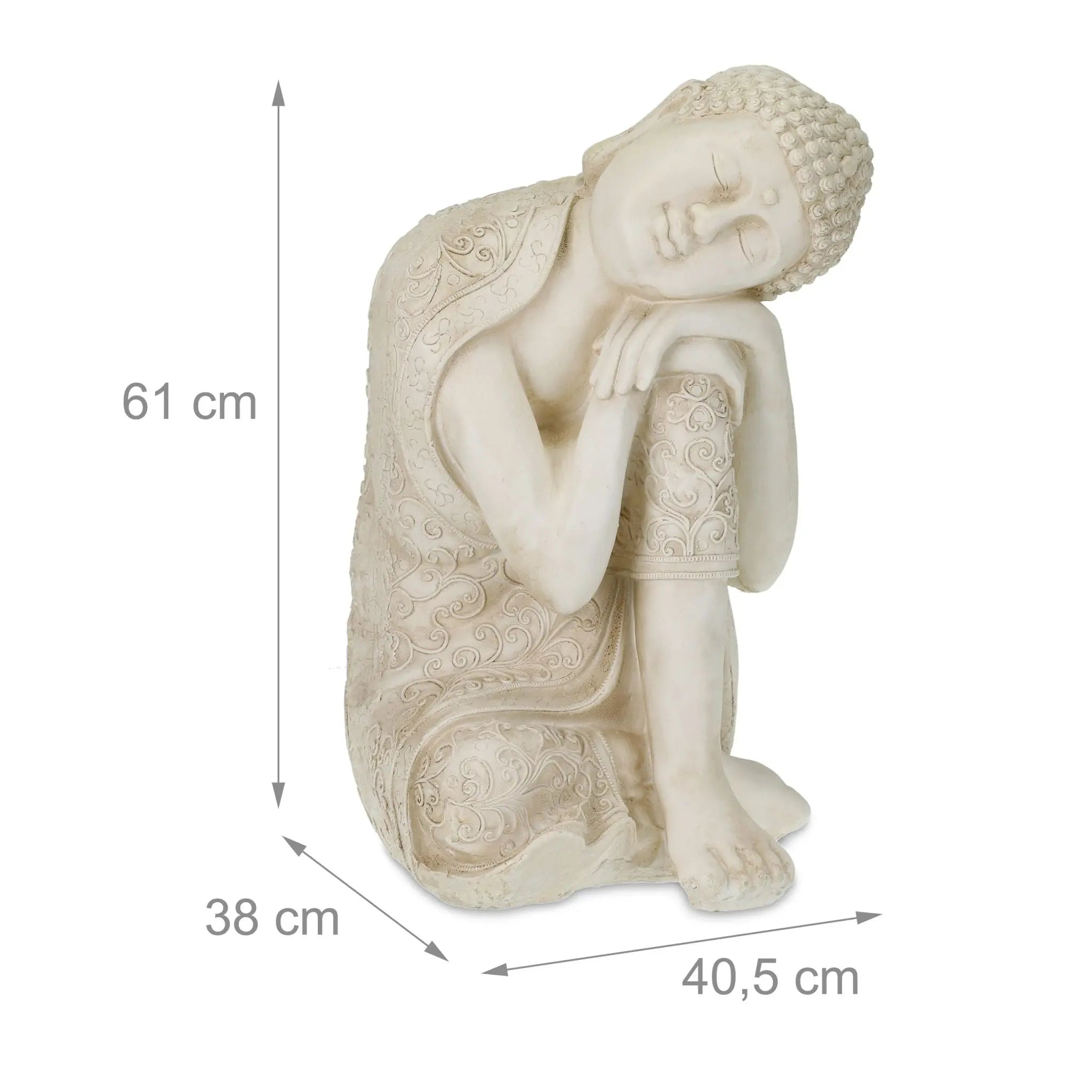Buddha Figur 61cm Creme von Relaxdays