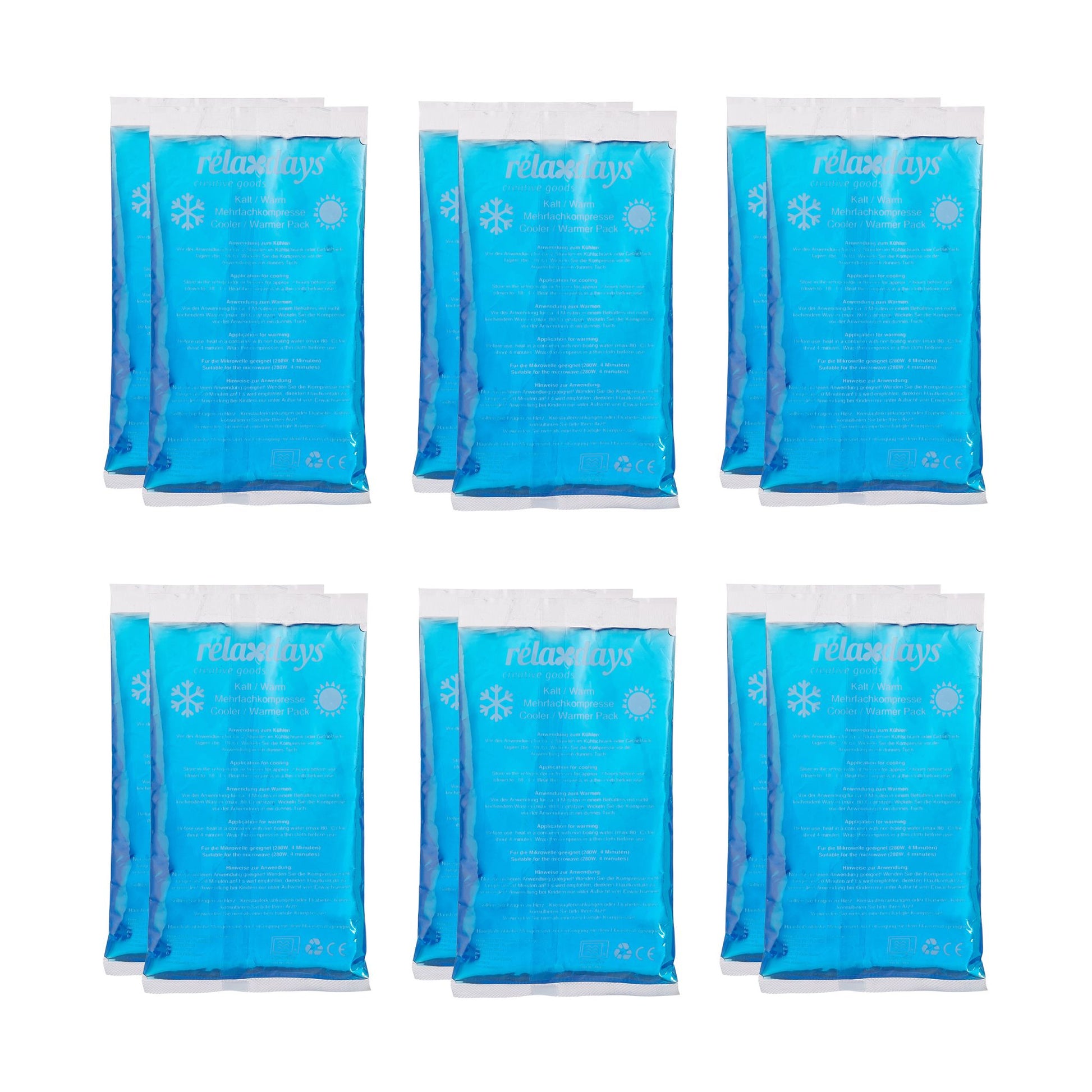 Kühlpads Rechteck 12er-Set Blau von Relaxdays