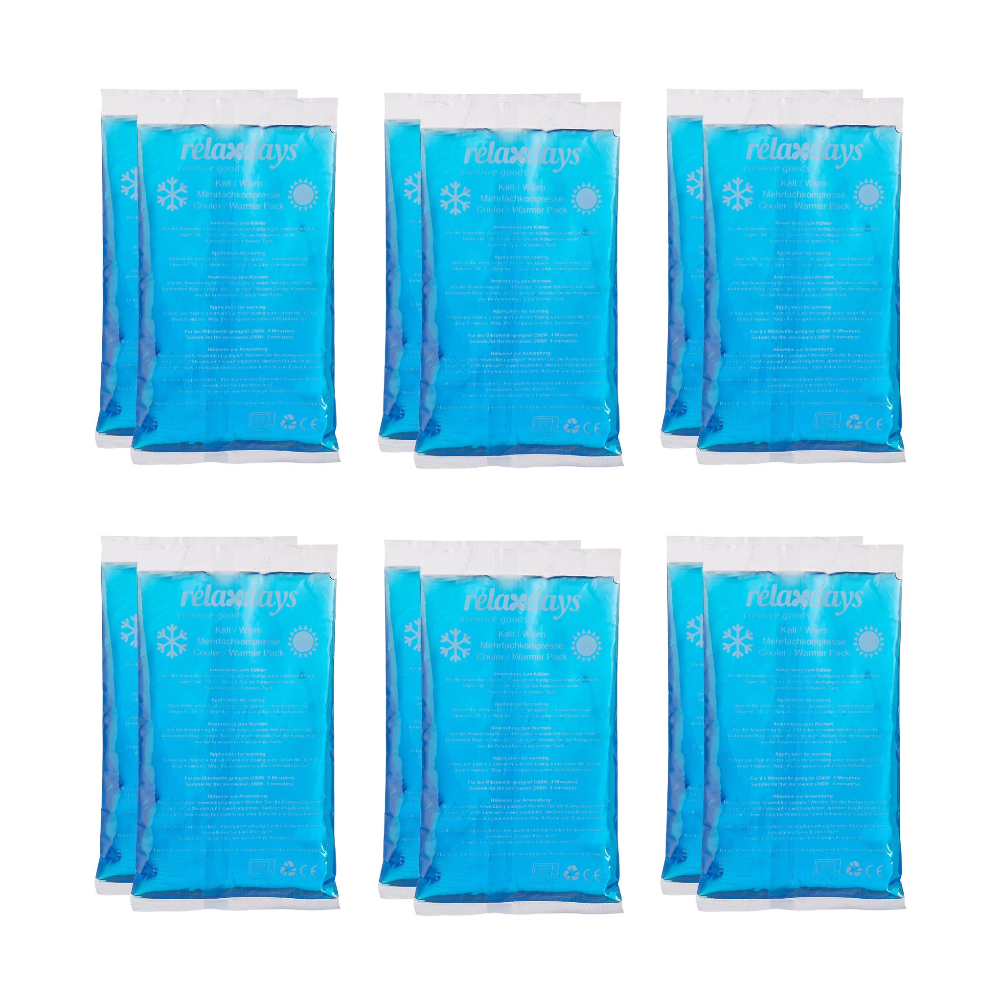 Kühlpads Rechteck 12er-Set Blau von Relaxdays