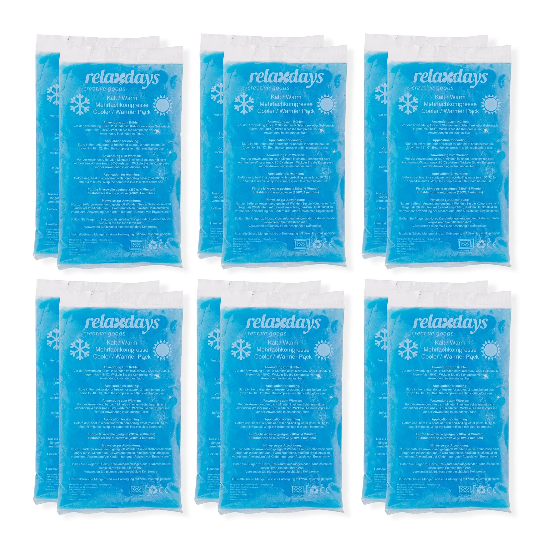Kühlpads Rechteck 12er-Set Blau von Relaxdays