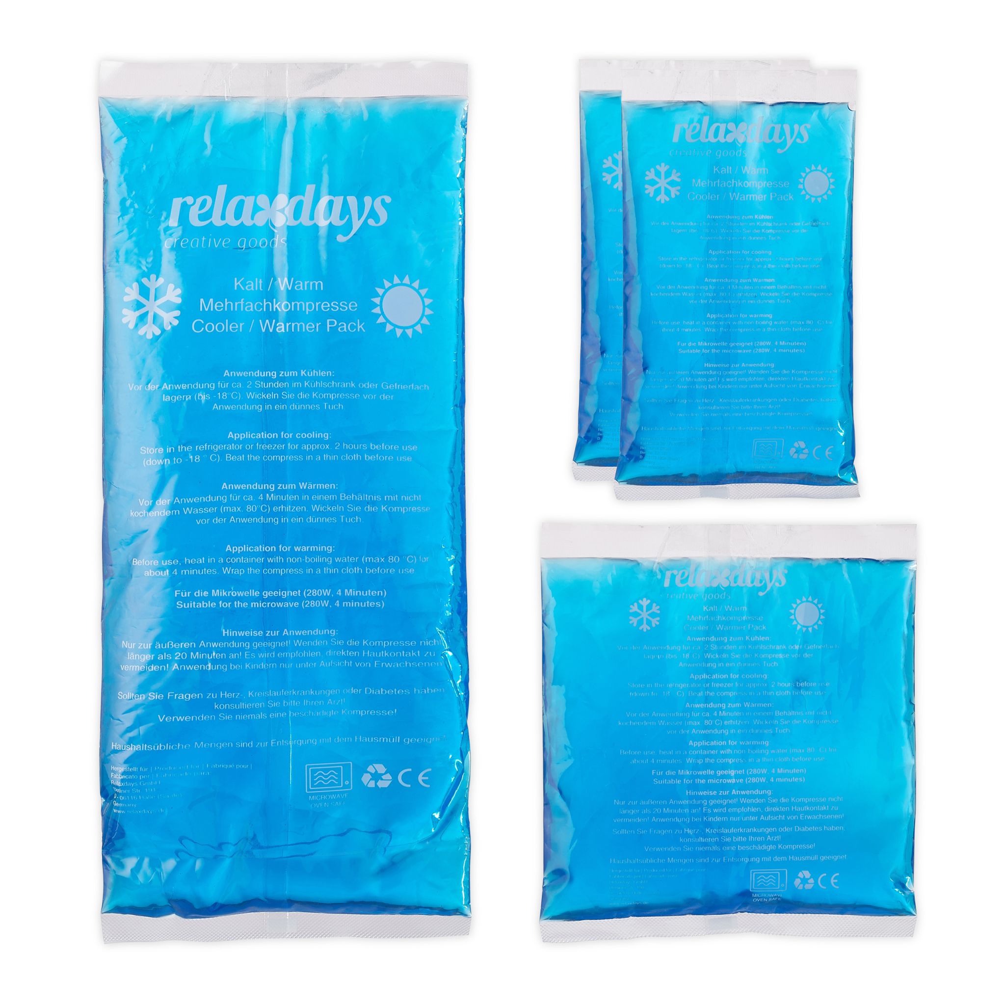 Kühlpads 4er-Set Blau von Relaxdays