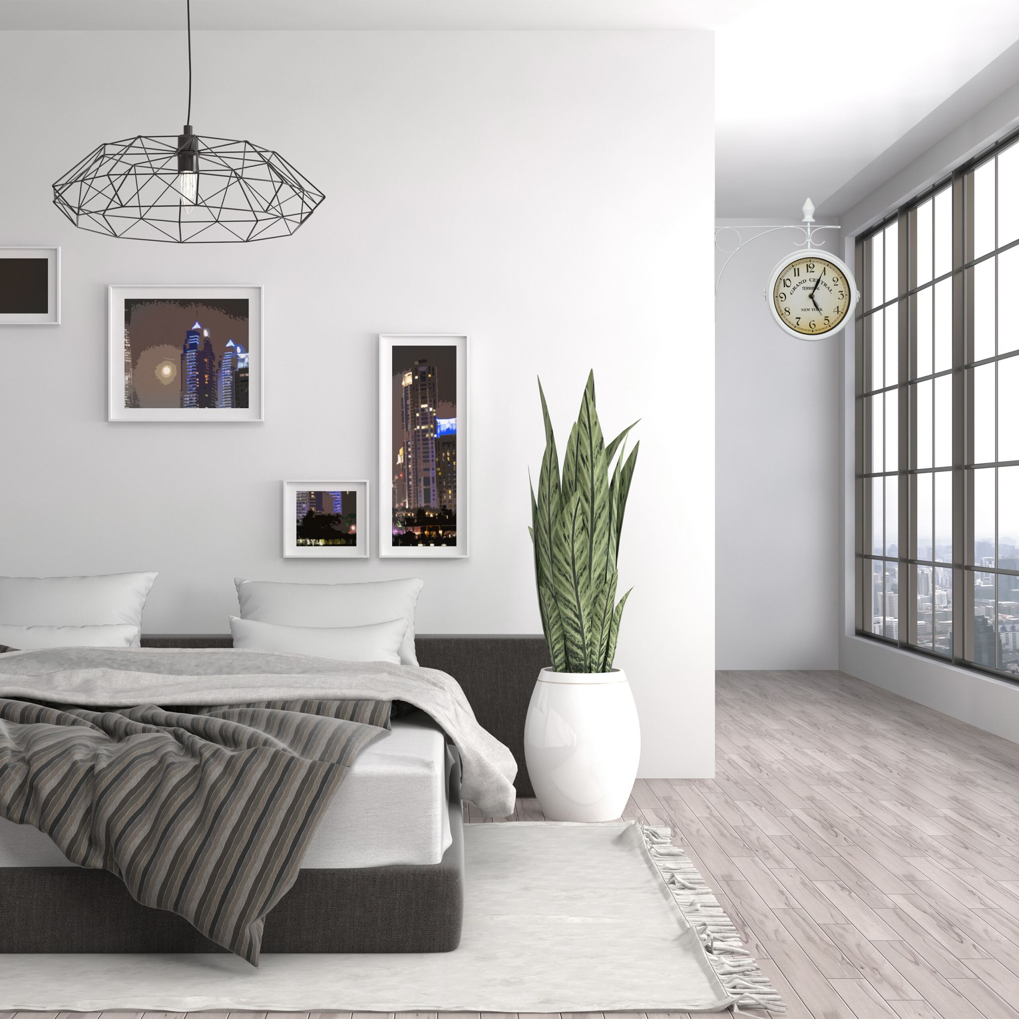 Bahnhofsuhr doppelseitig Weiss-Creme-Schwarz von Relaxdays