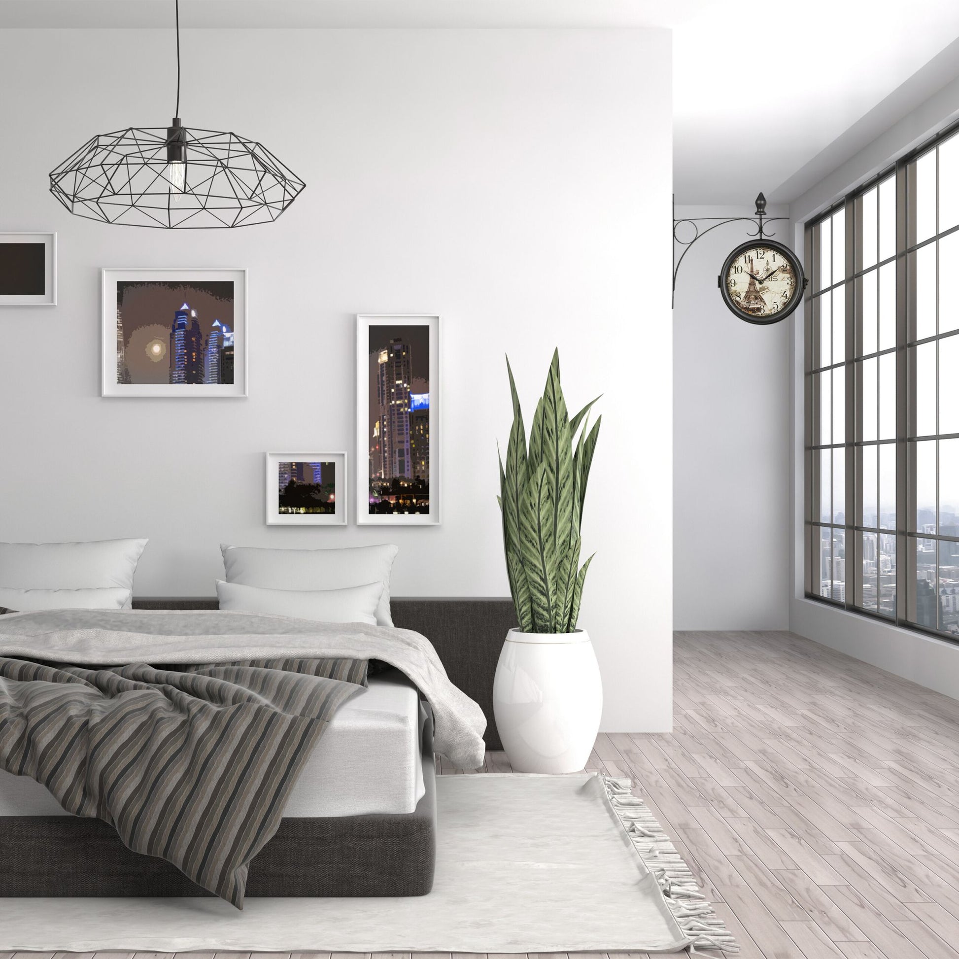 Bahnhofsuhr doppelseitig Braun-Creme-Schwarz von Relaxdays
