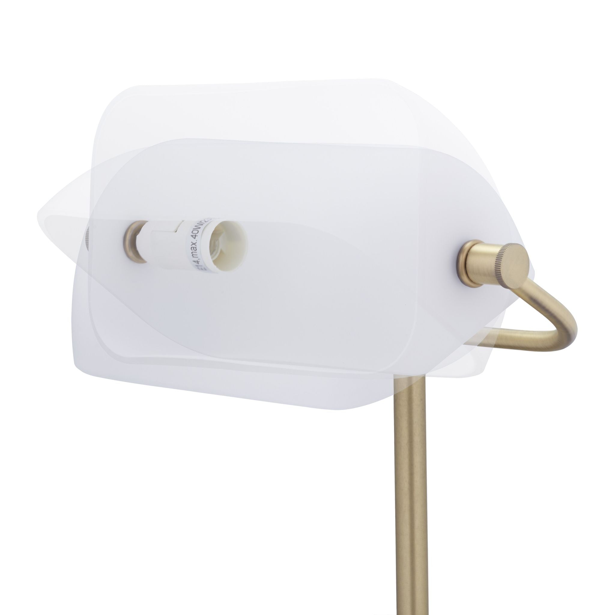 Bankerlampe mit weissem Glasschirm Weiss-Gold von Relaxdays