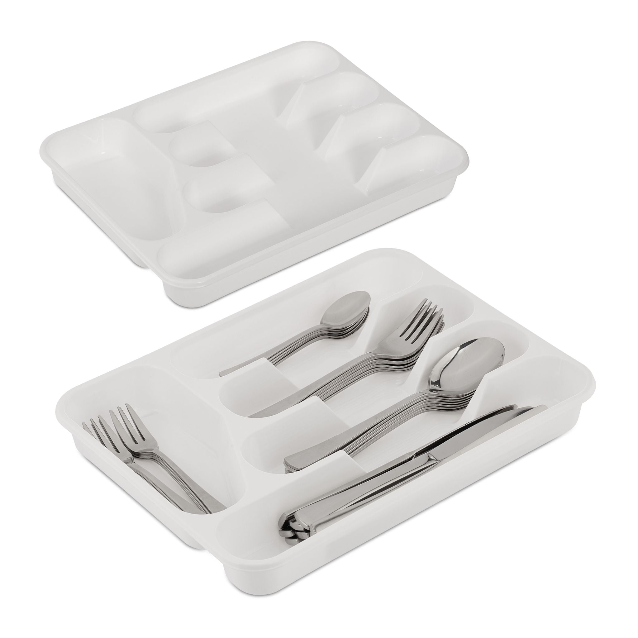 Besteckkasten 2er-Set Weiss von Relaxdays