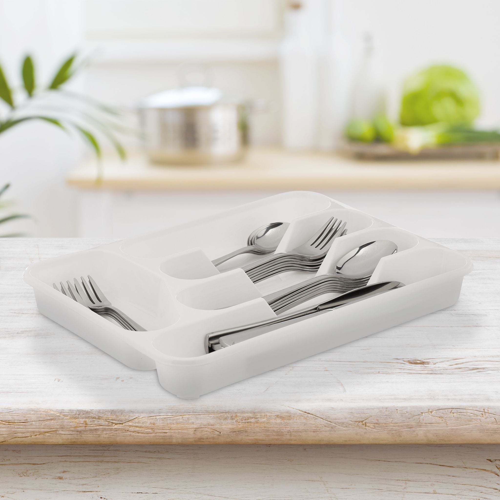 Besteckkasten 2er-Set Weiss von Relaxdays