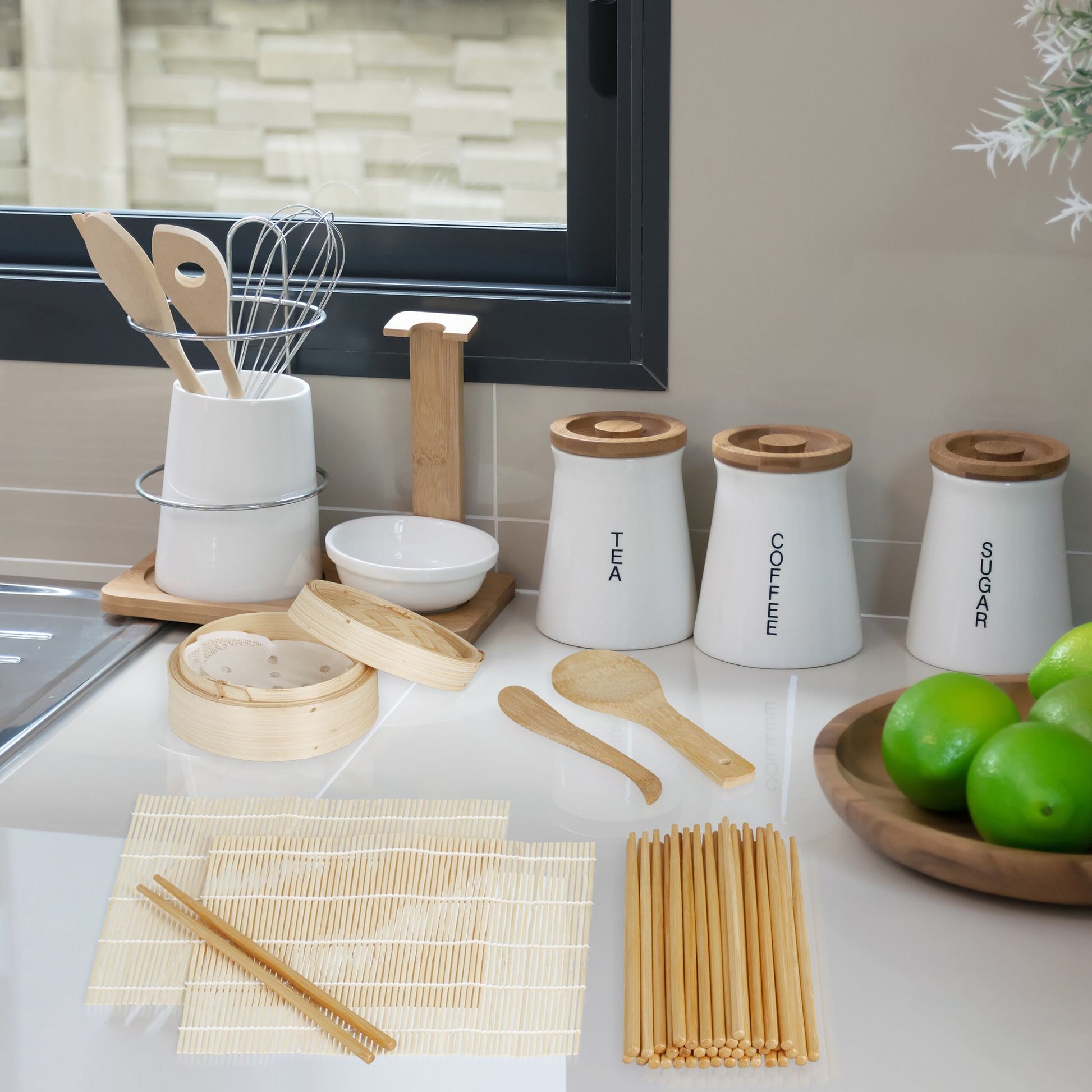Sushi Set Bambus Hellbraun von Relaxdays