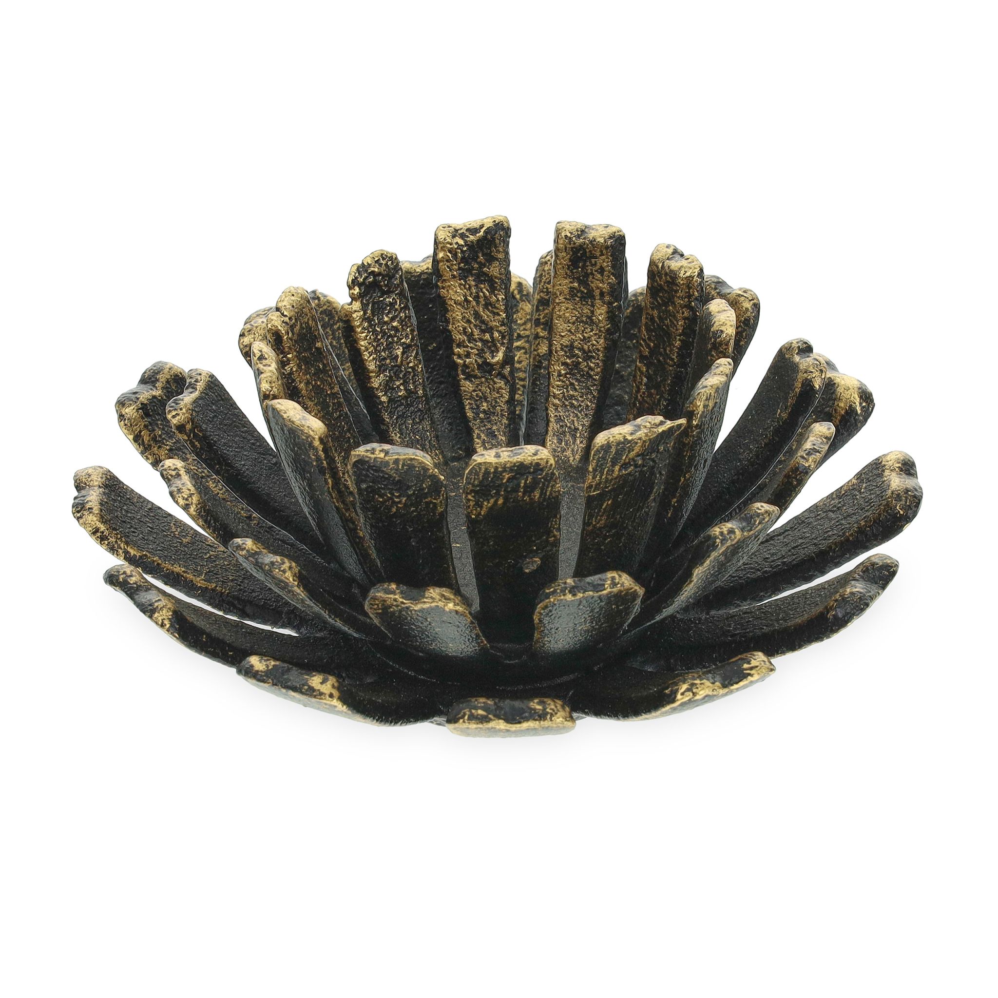 Teelichthalter Blumenform 2er-Set Gold-Schwarz von Relaxdays