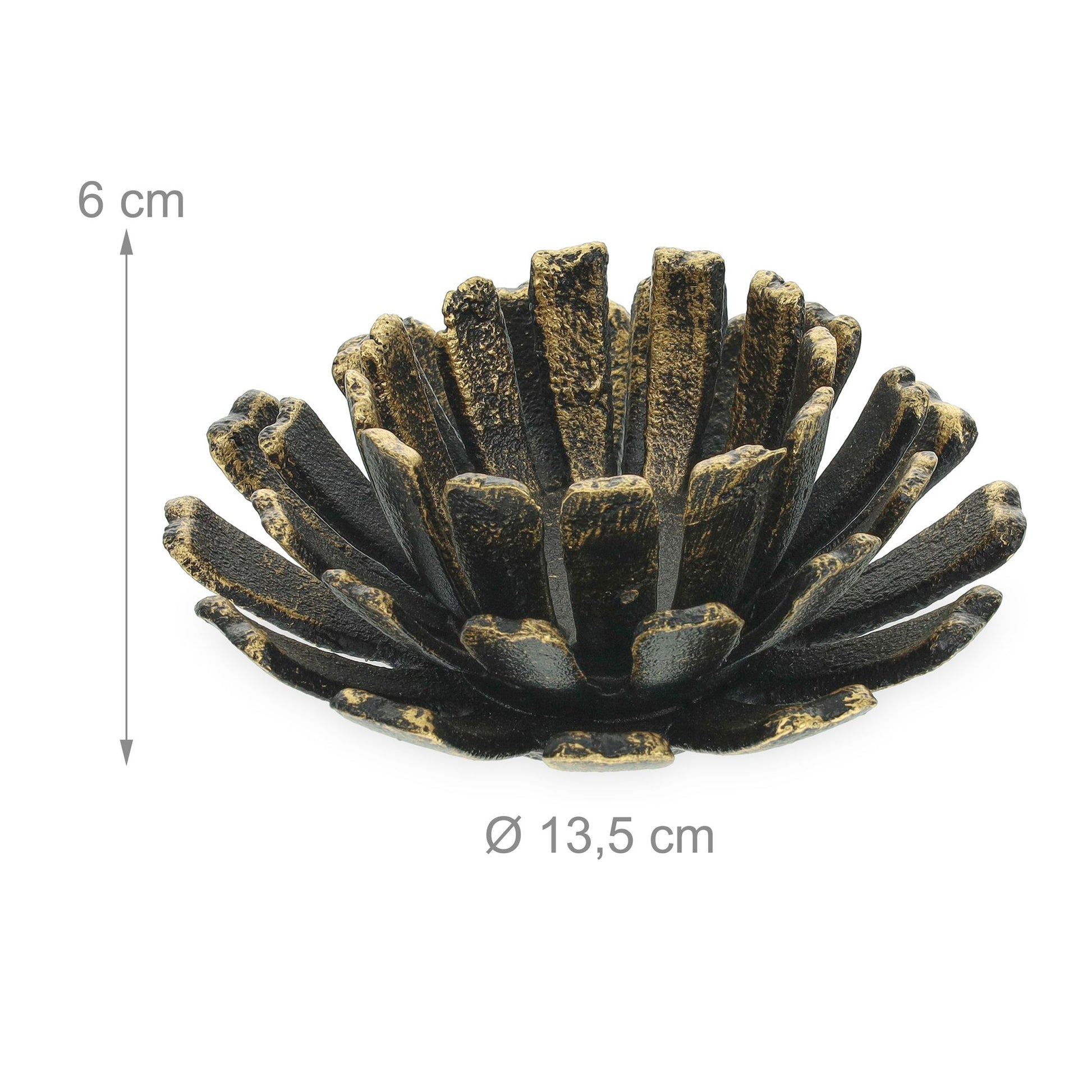 Teelichthalter Blumenform 2er-Set Gold-Schwarz von Relaxdays