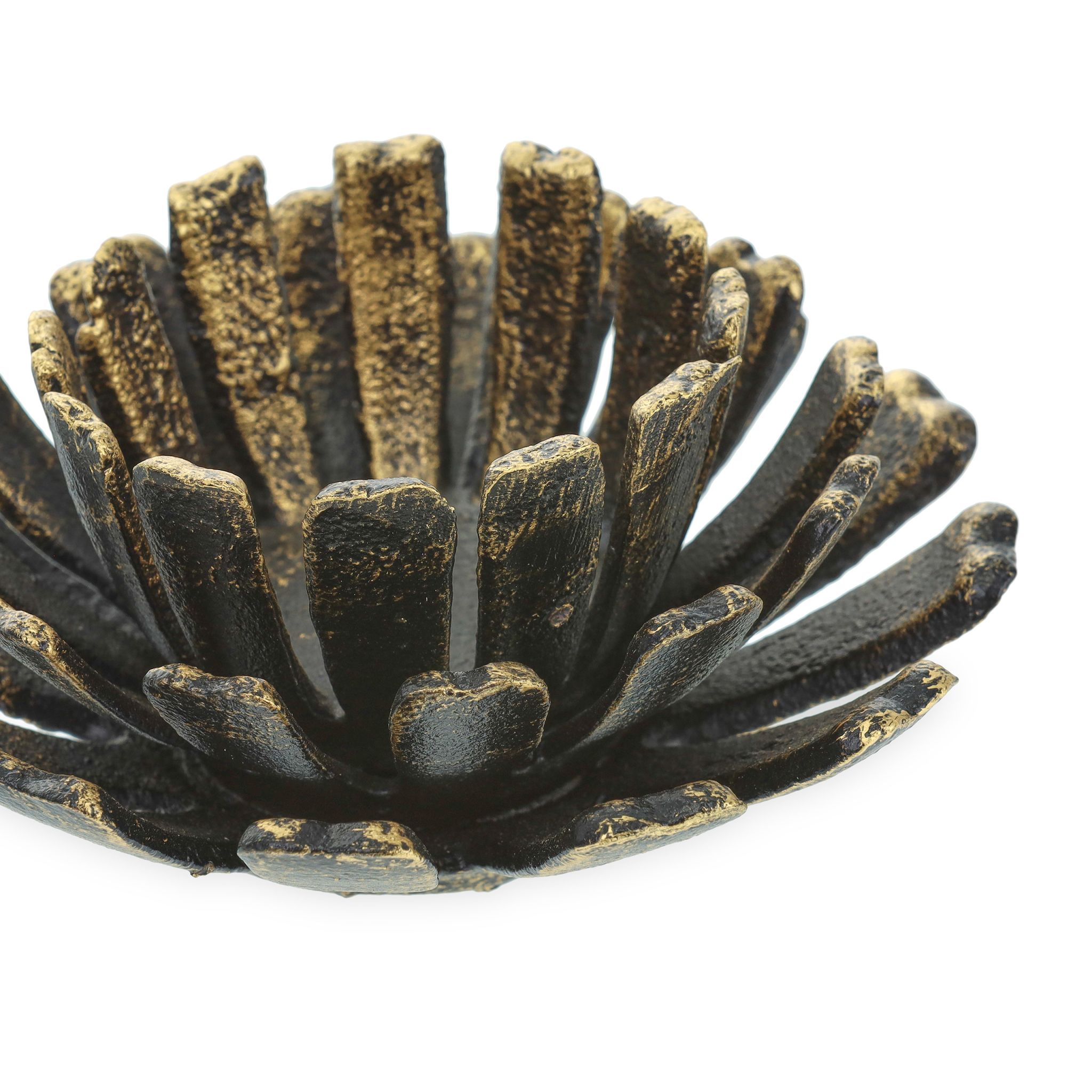 Teelichthalter Blumenform 2er-Set Gold-Schwarz von Relaxdays