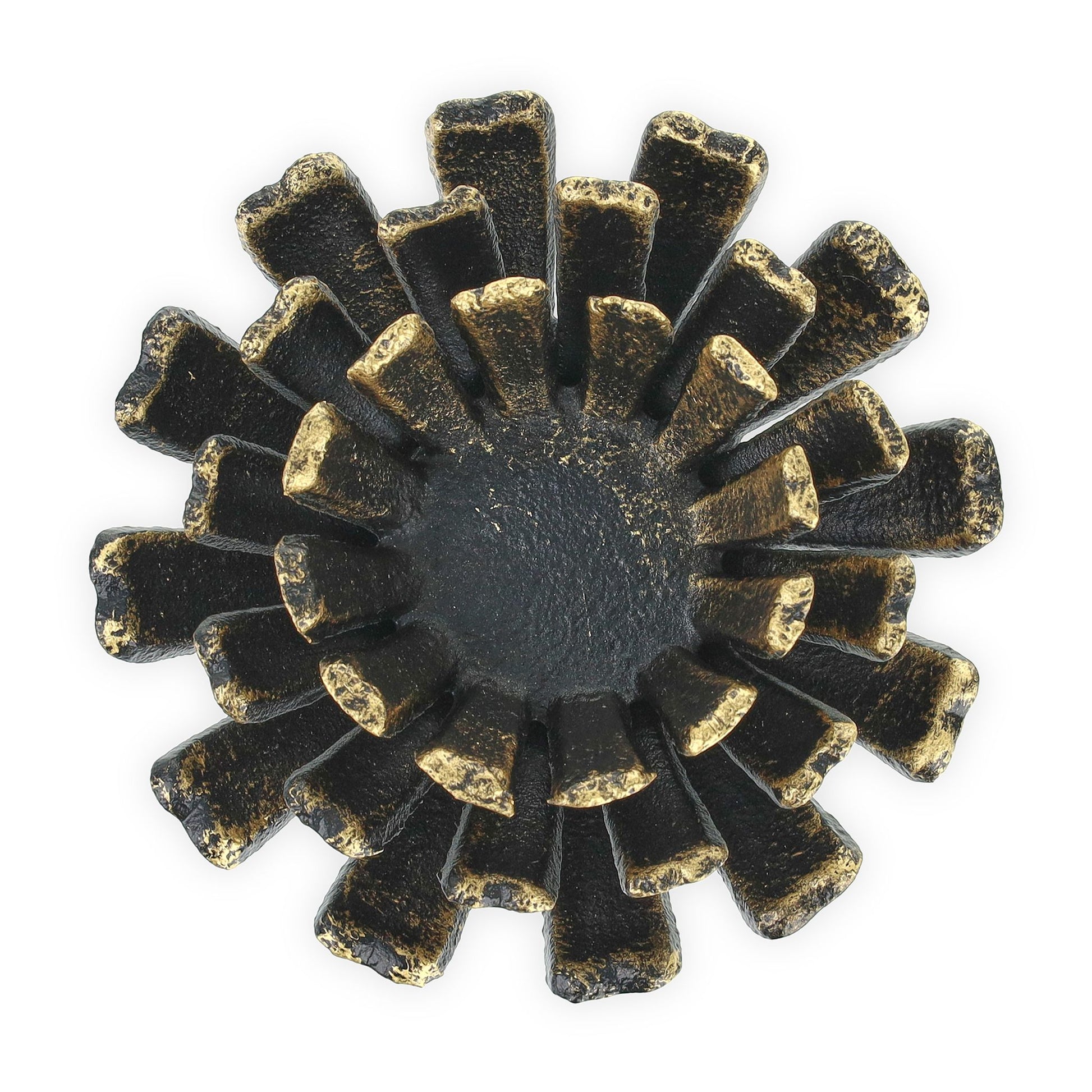 Teelichthalter Blumenform 2er-Set Gold-Schwarz von Relaxdays