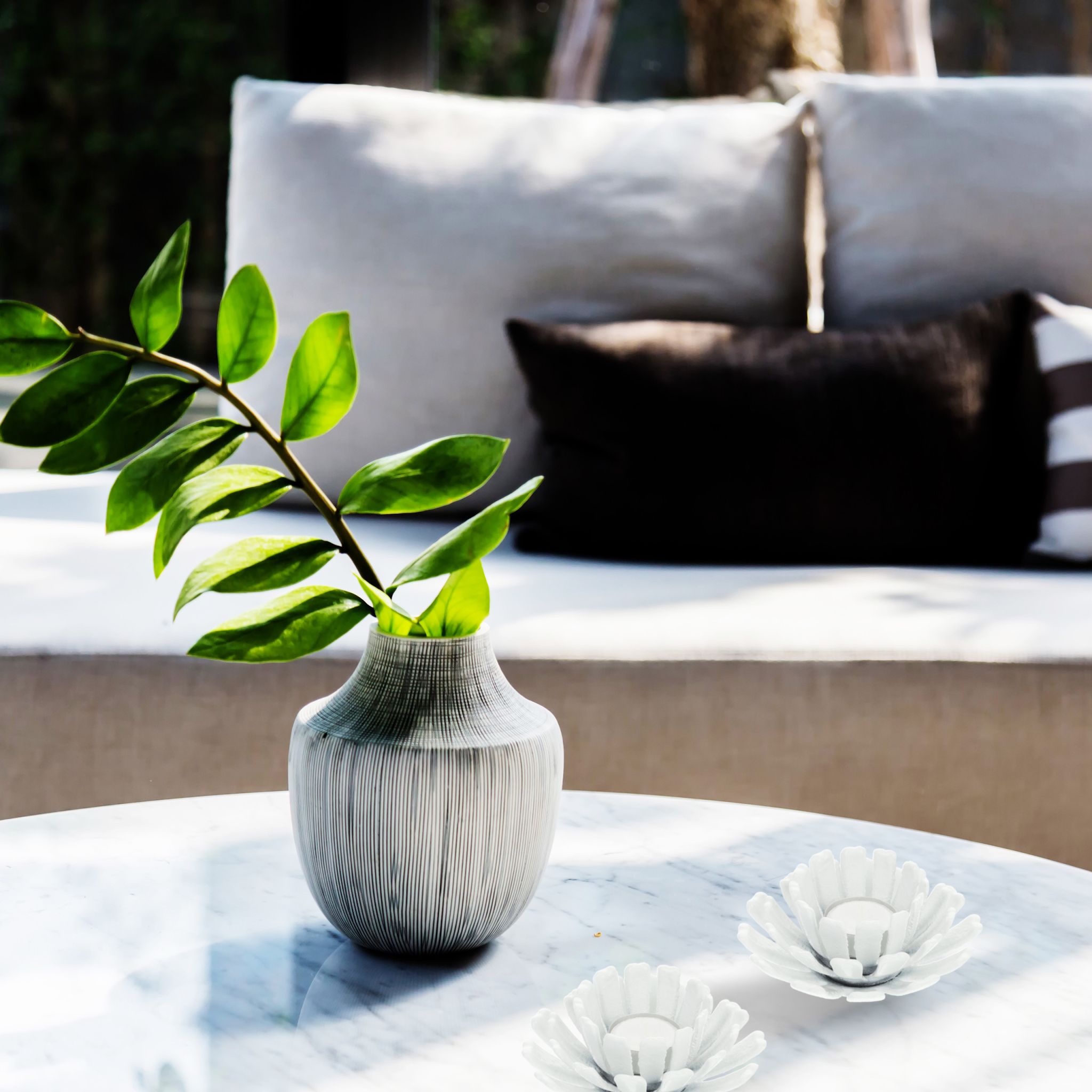 Teelichthalter Blumenform 2er-Set Weiss von Relaxdays