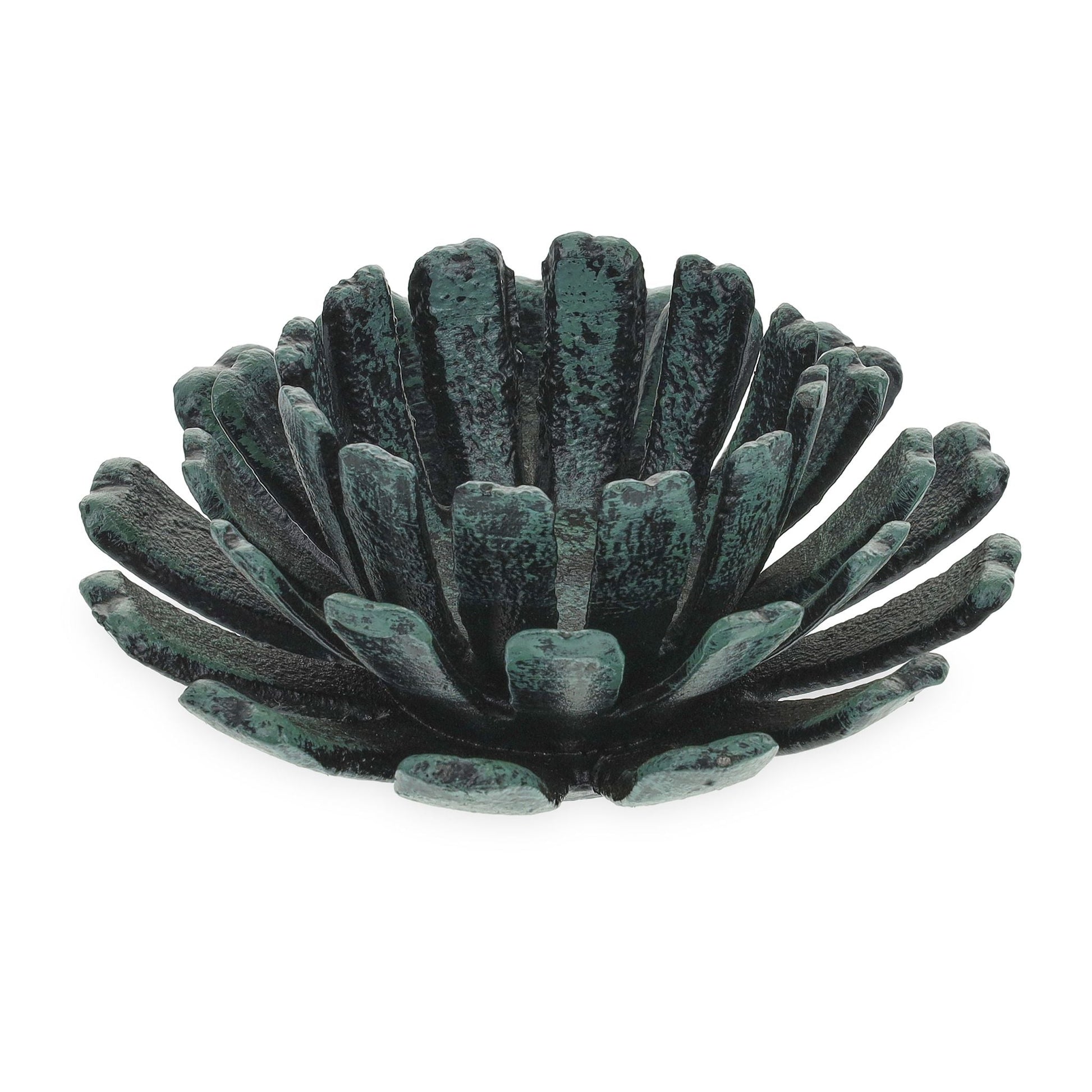 Teelichthalter Blumenform 2er-Set Dunkelgrün-Schwarz von Relaxdays