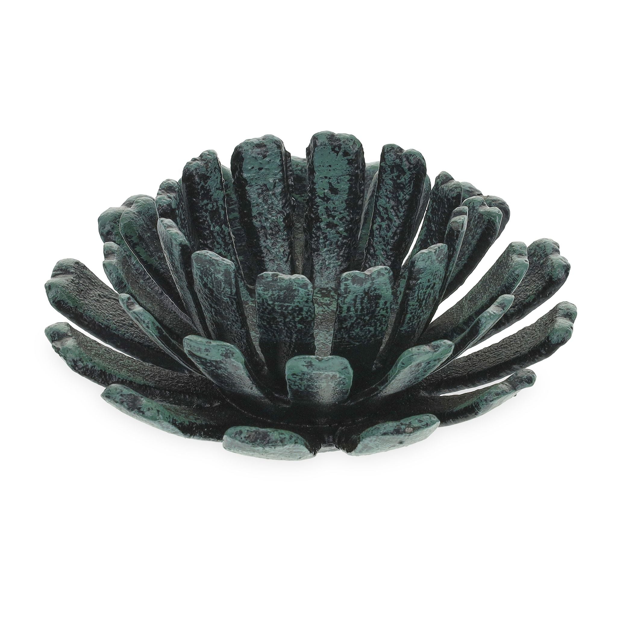 Teelichthalter Blumenform 2er-Set Dunkelgrün-Schwarz von Relaxdays