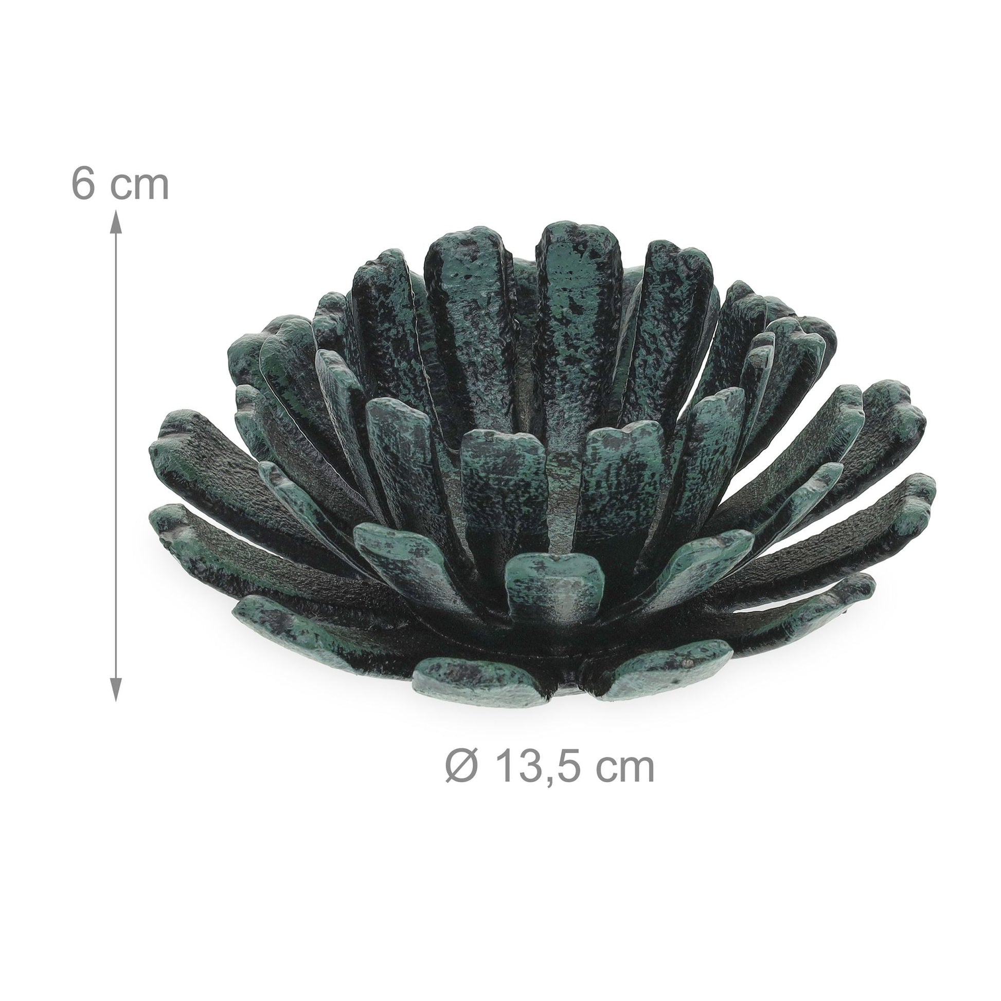 Teelichthalter Blumenform 2er-Set Dunkelgrün-Schwarz von Relaxdays