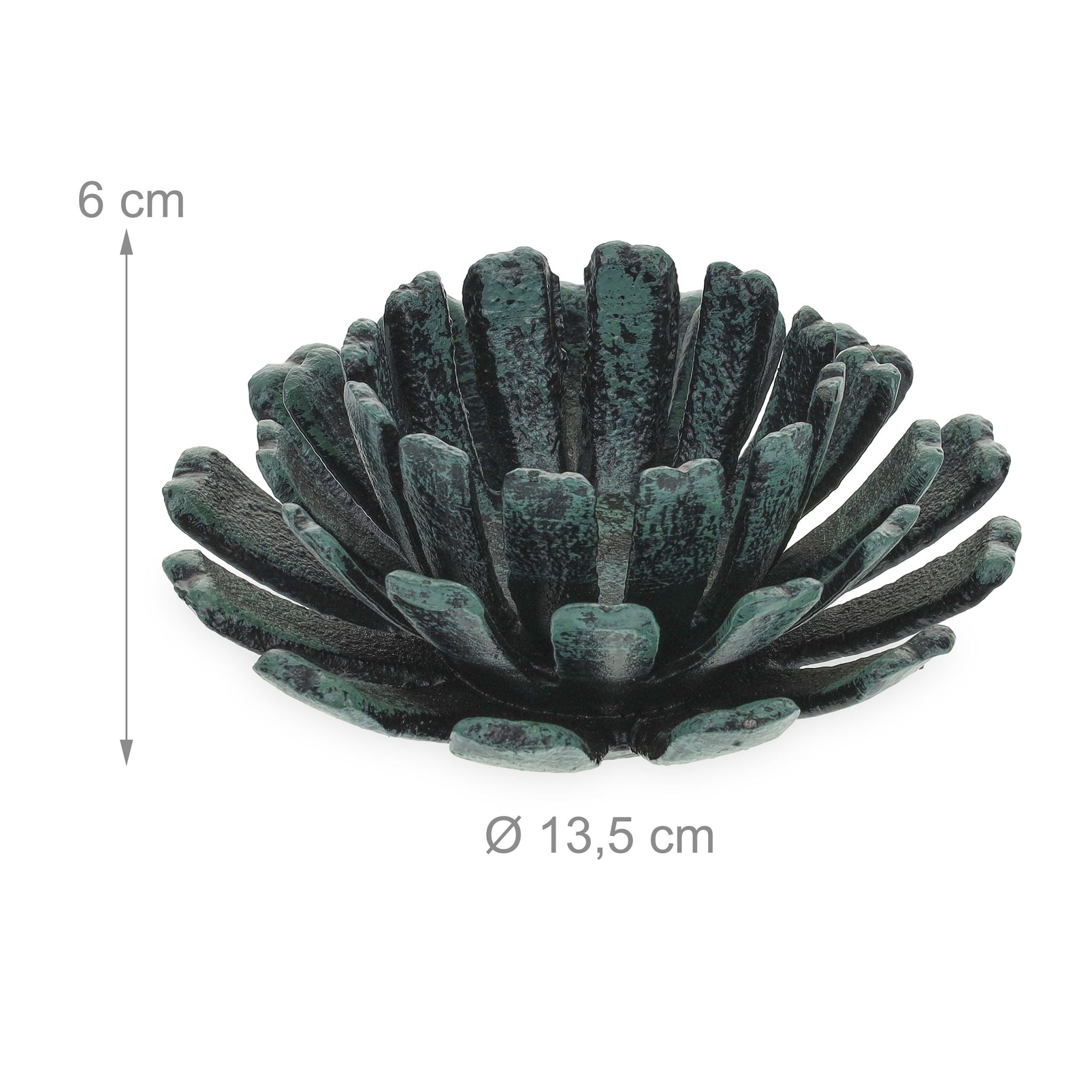 Teelichthalter Blumenform 2er-Set Dunkelgrün-Schwarz von Relaxdays