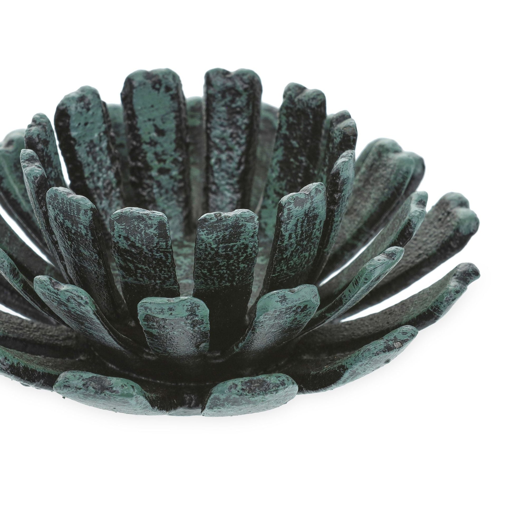 Teelichthalter Blumenform 2er-Set Dunkelgrün-Schwarz von Relaxdays