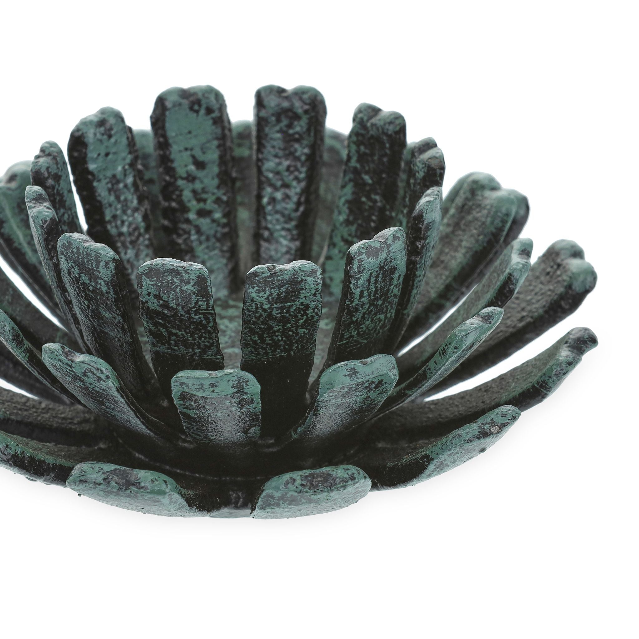 Teelichthalter Blumenform 2er-Set Dunkelgrün-Schwarz von Relaxdays