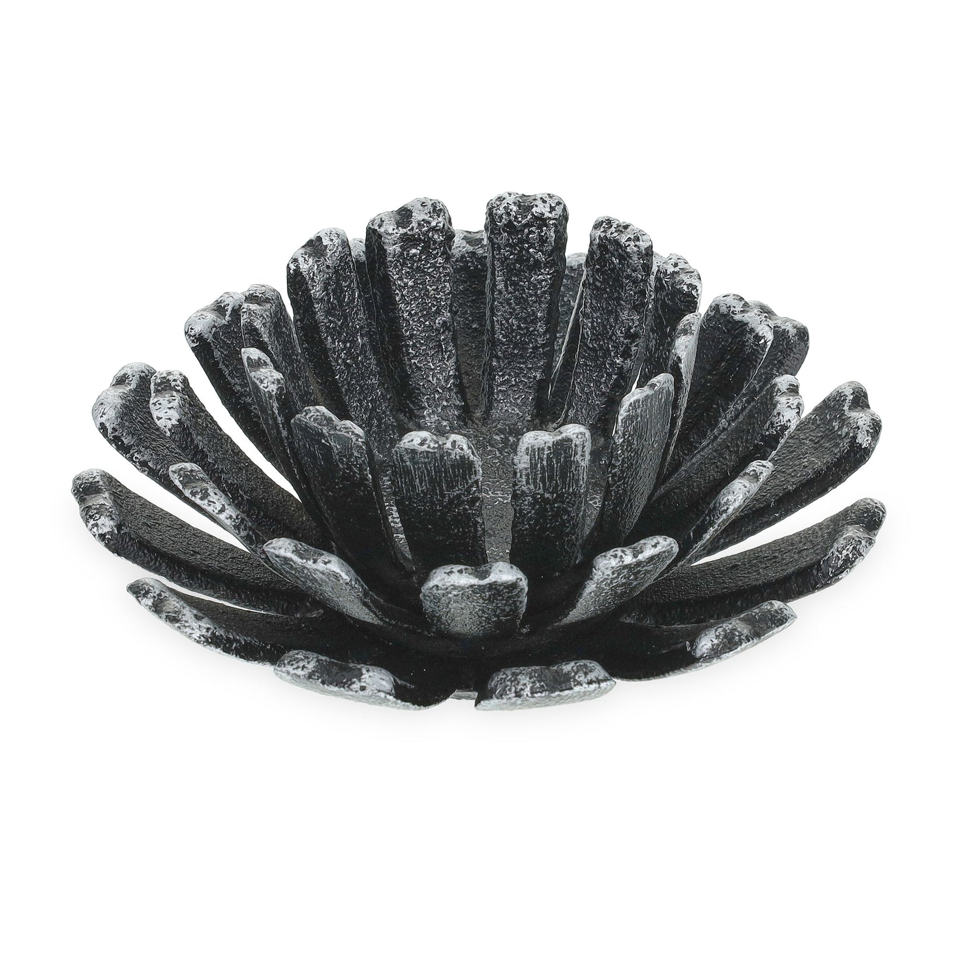 Teelichthalter Blumenform 2er-Set Schwarz-Silber von Relaxdays