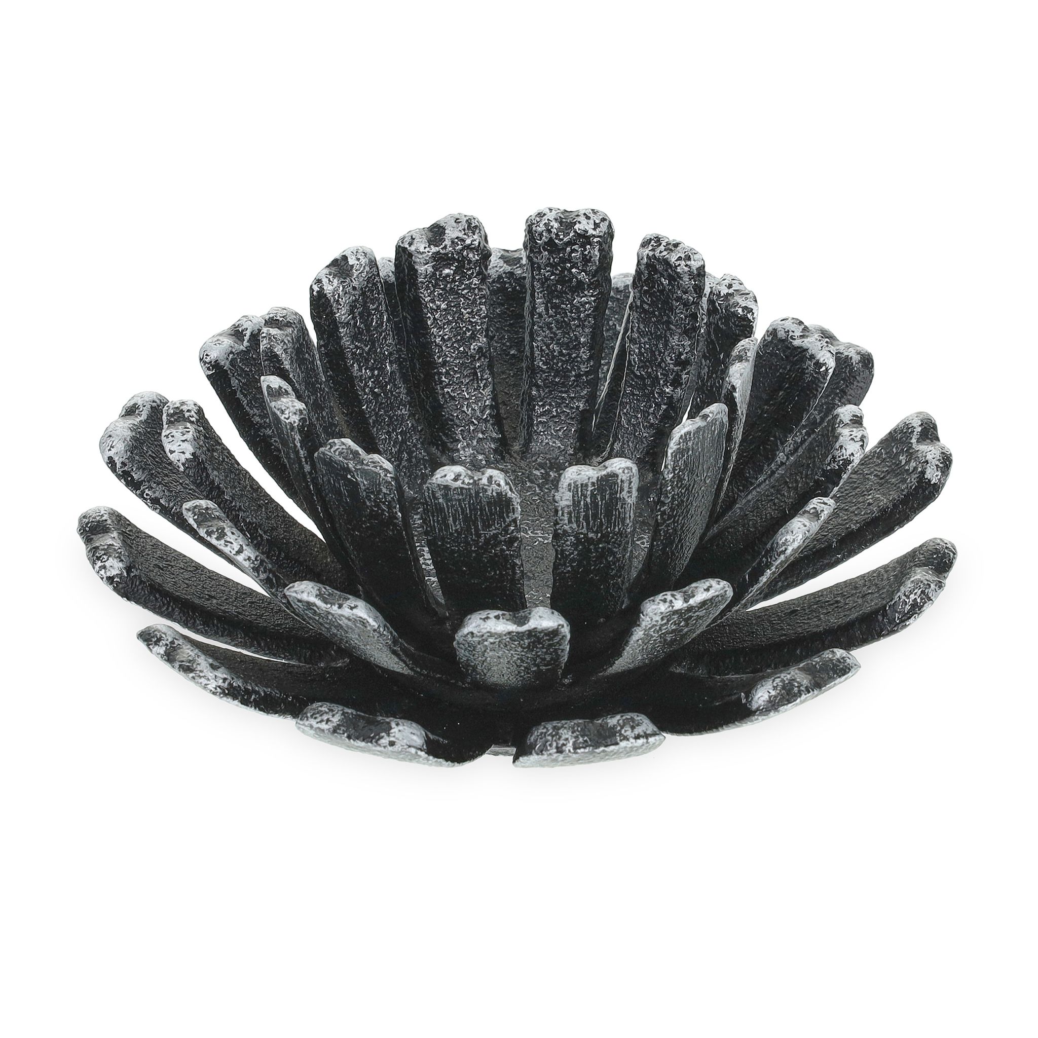 Teelichthalter Blumenform 2er-Set Schwarz-Silber von Relaxdays