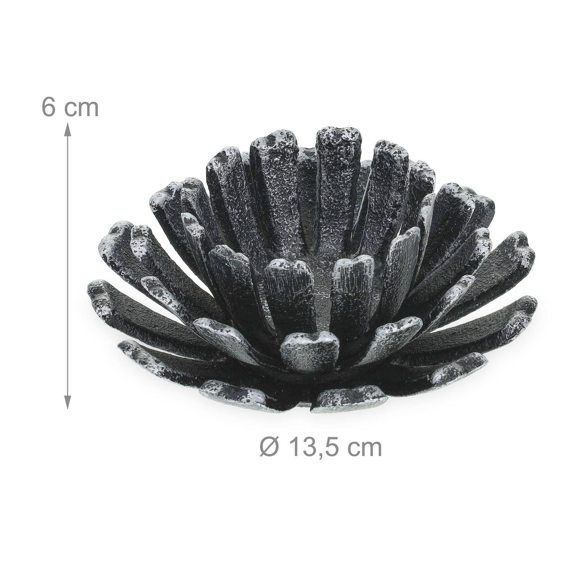Teelichthalter Blumenform 2er-Set Schwarz-Silber von Relaxdays