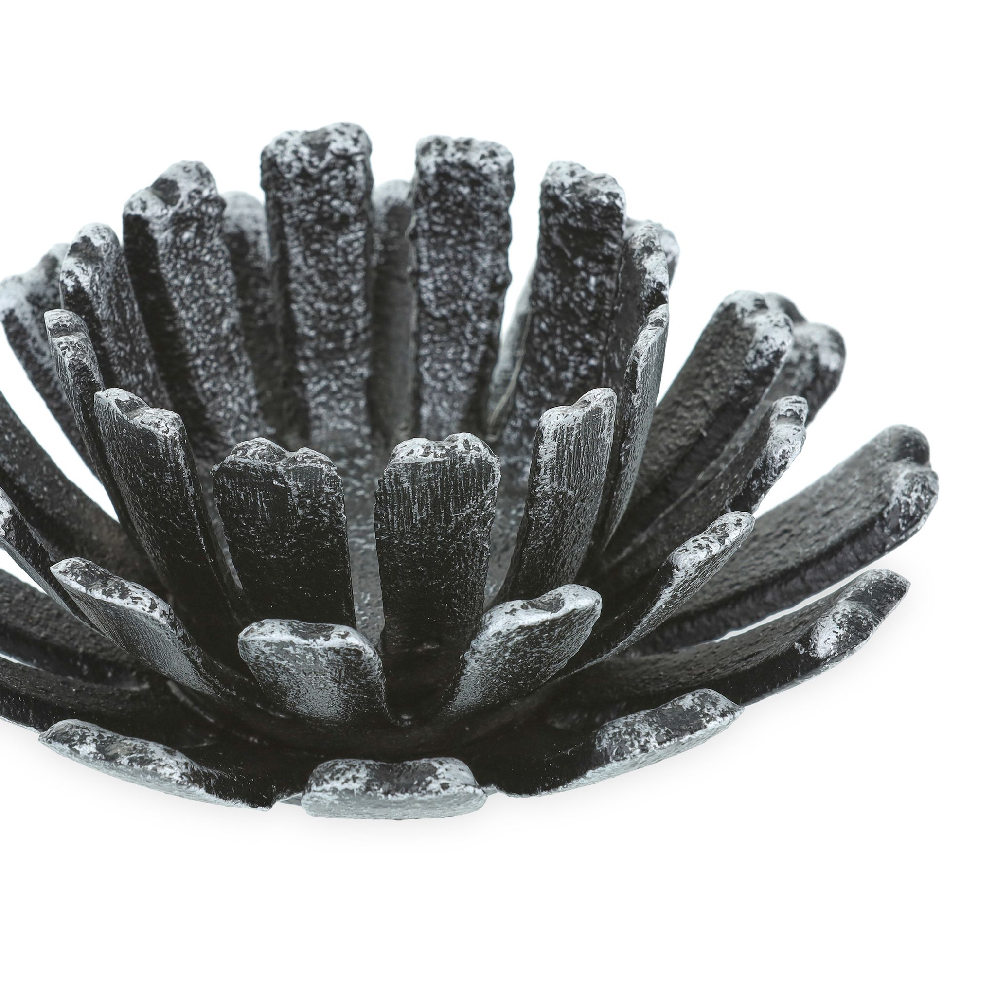 Teelichthalter Blumenform 2er-Set Schwarz-Silber von Relaxdays