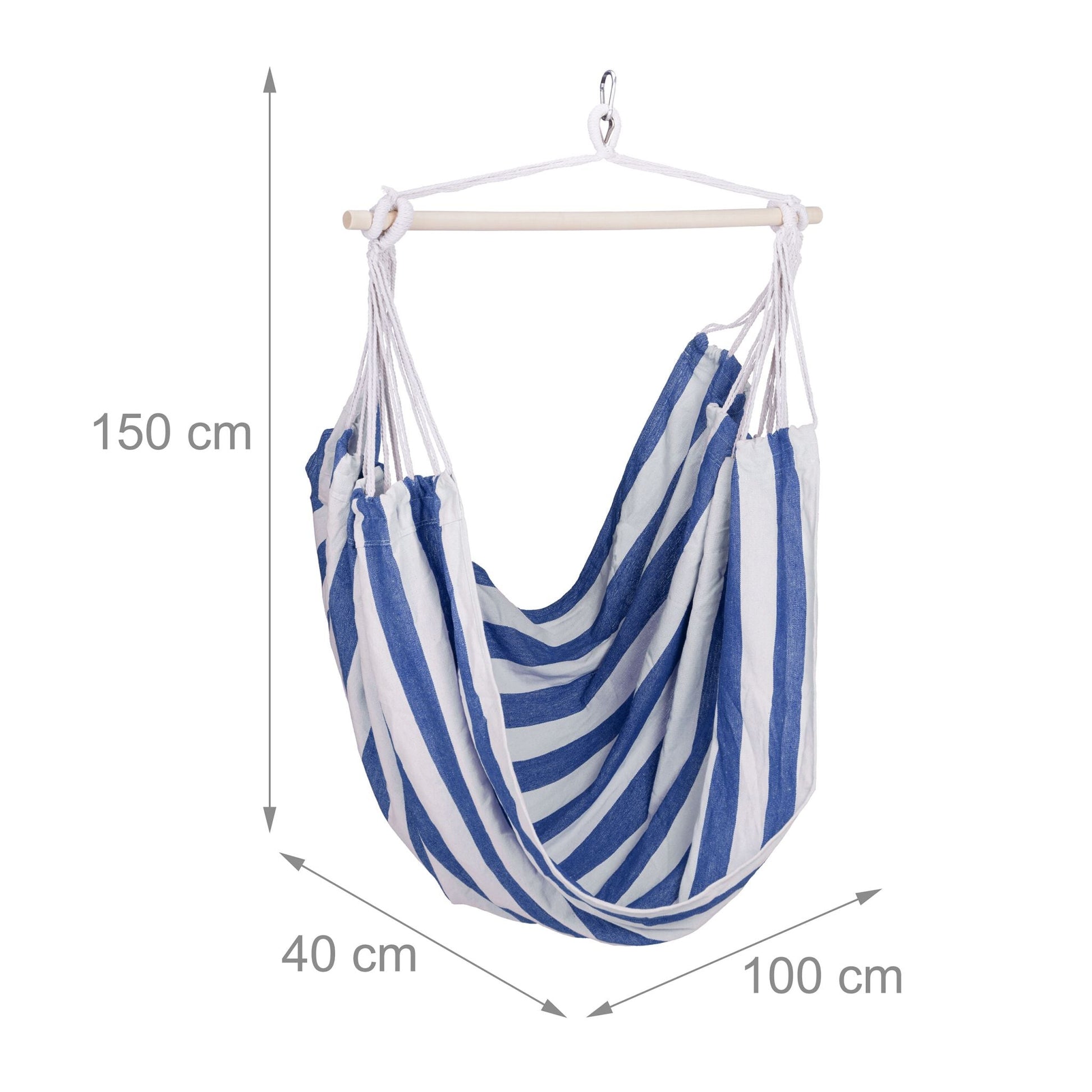 Hängesessel mit Streifen Weiss-Blau-Hellbraun von Relaxdays