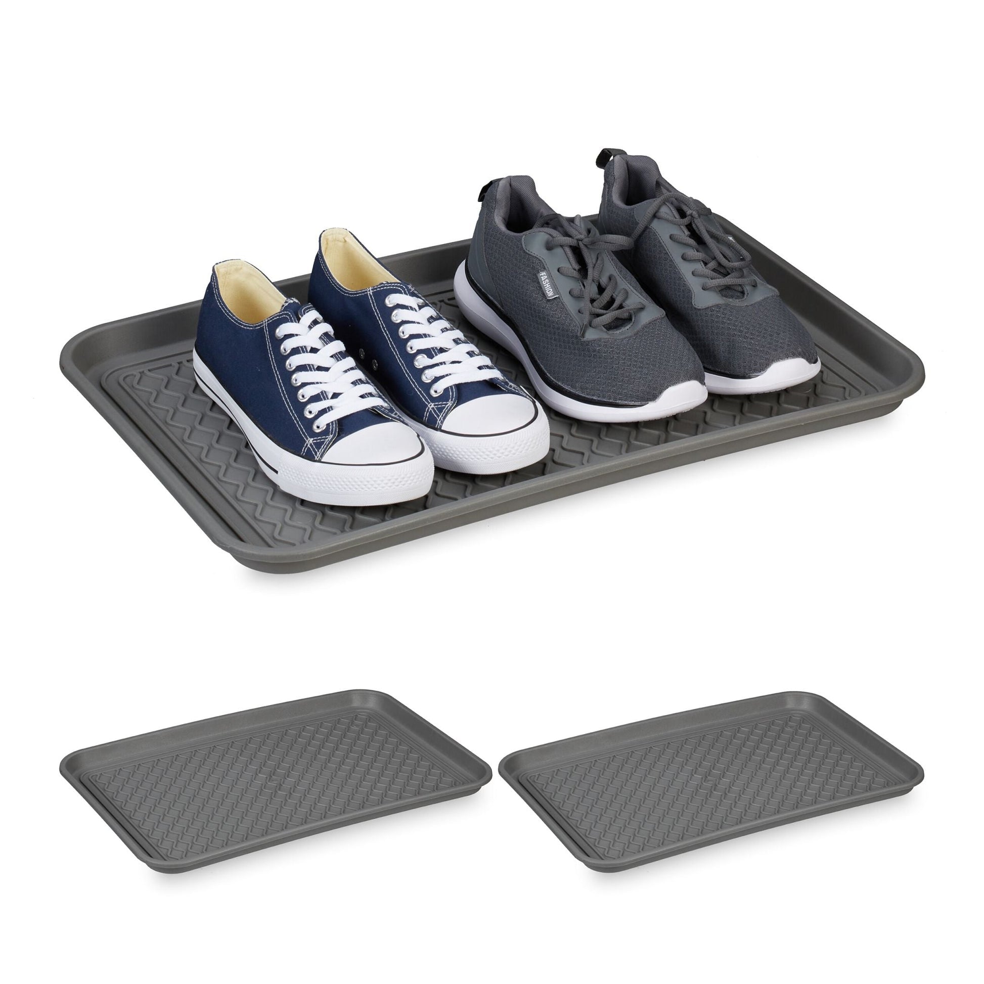 Schuhabtropfschale 60 x 40cm 3er-Set Grau von Relaxdays